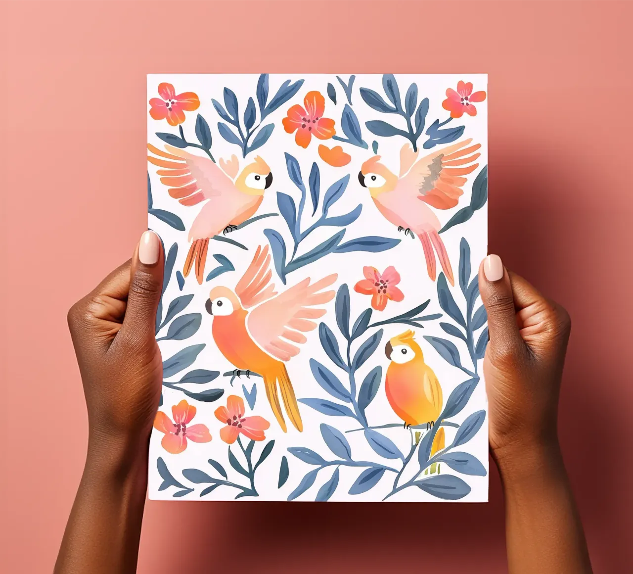Pappagallo Cacatua Uccello Animale Tropicale Botanico Pianta Boho foglio adesivo da Gentle Echoes Art