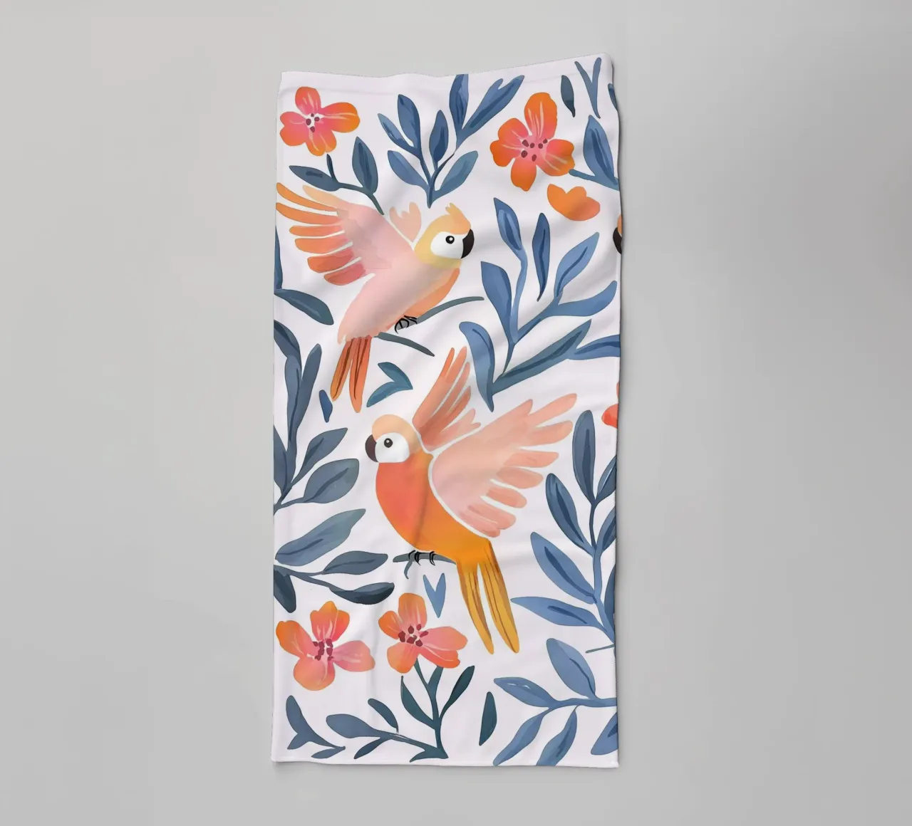 Pappagallo Cacatua Uccello Animale Tropicale Botanico Pianta Boho asciugamano da bagno da Gentle Echoes Art