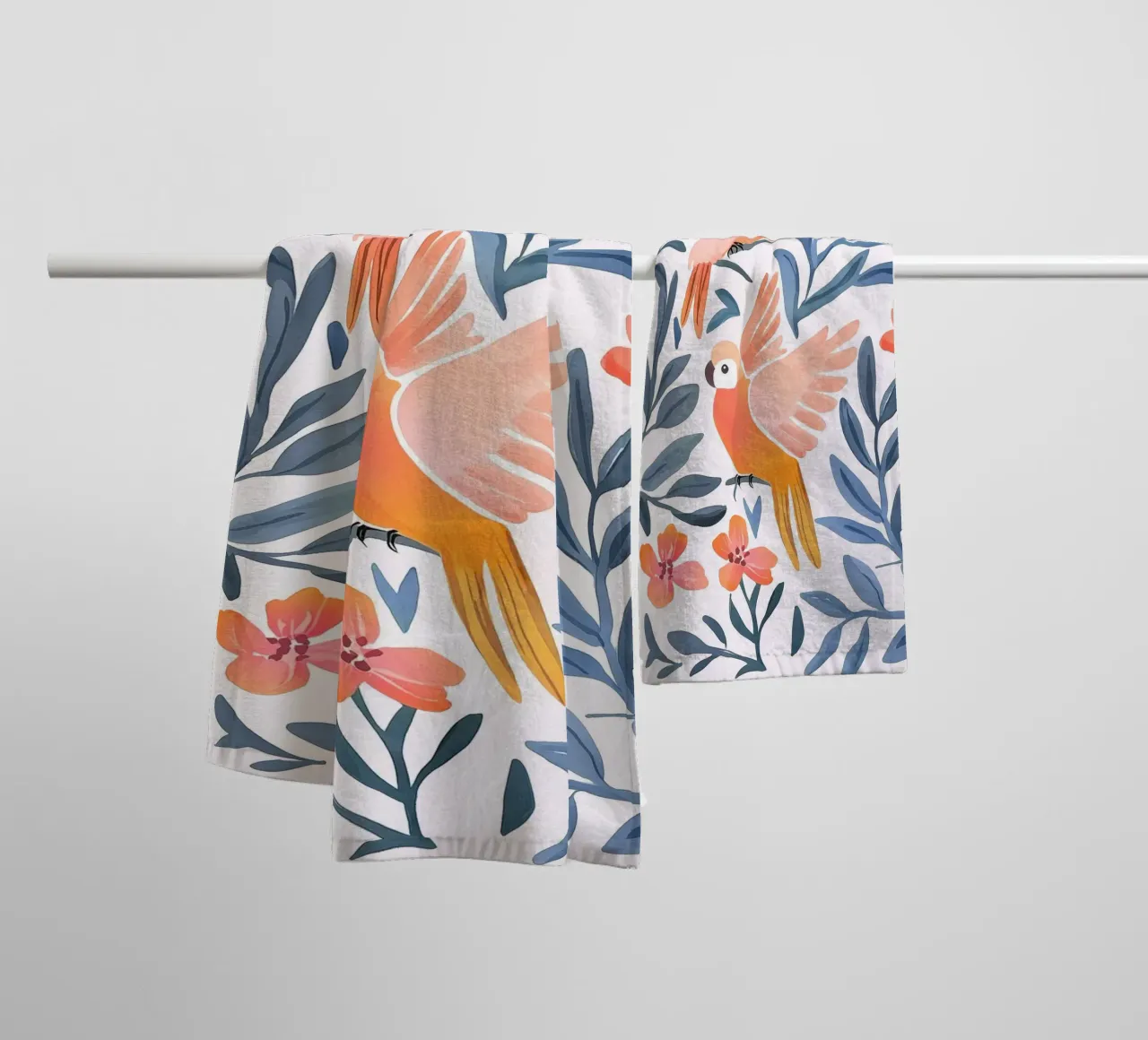 Pappagallo Cacatua Uccello Animale Tropicale Botanico Pianta Boho asciugamano da bagno da Gentle Echoes Art