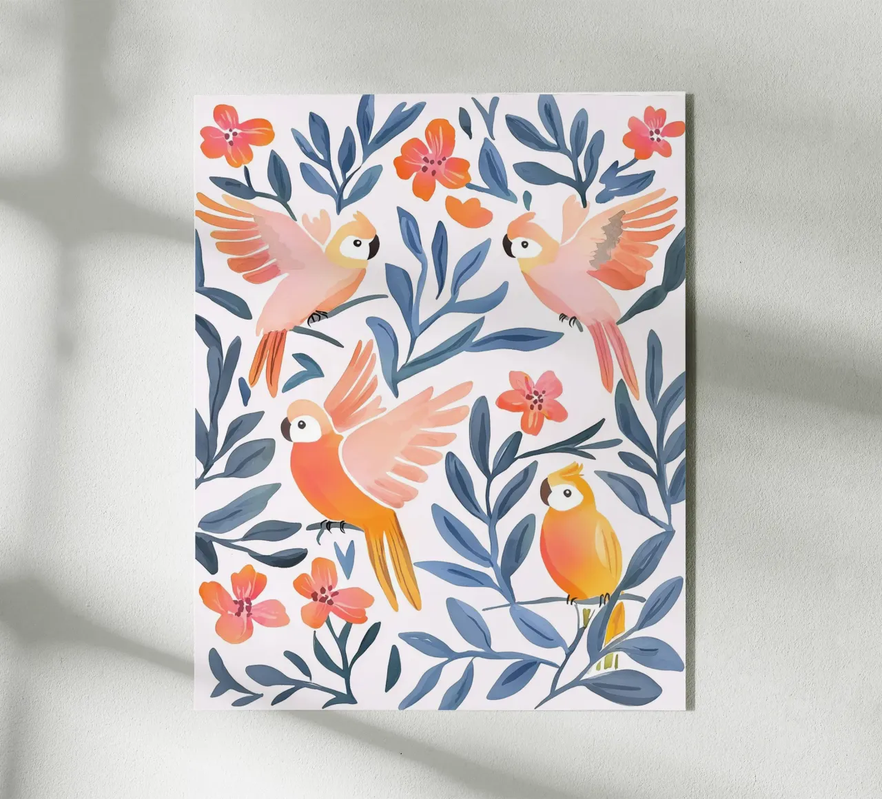 Pappagallo Cacatua Uccello Animale Tropicale Botanico Pianta Boho plexiglass da Gentle Echoes Art