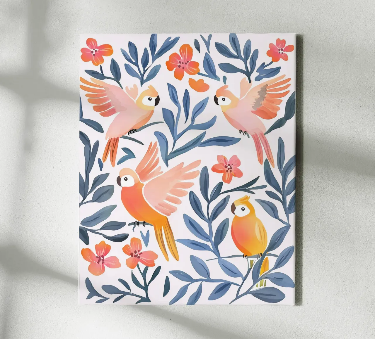 Pappagallo Cacatua Uccello Animale Tropicale Botanico Pianta Boho tela da Gentle Echoes Art