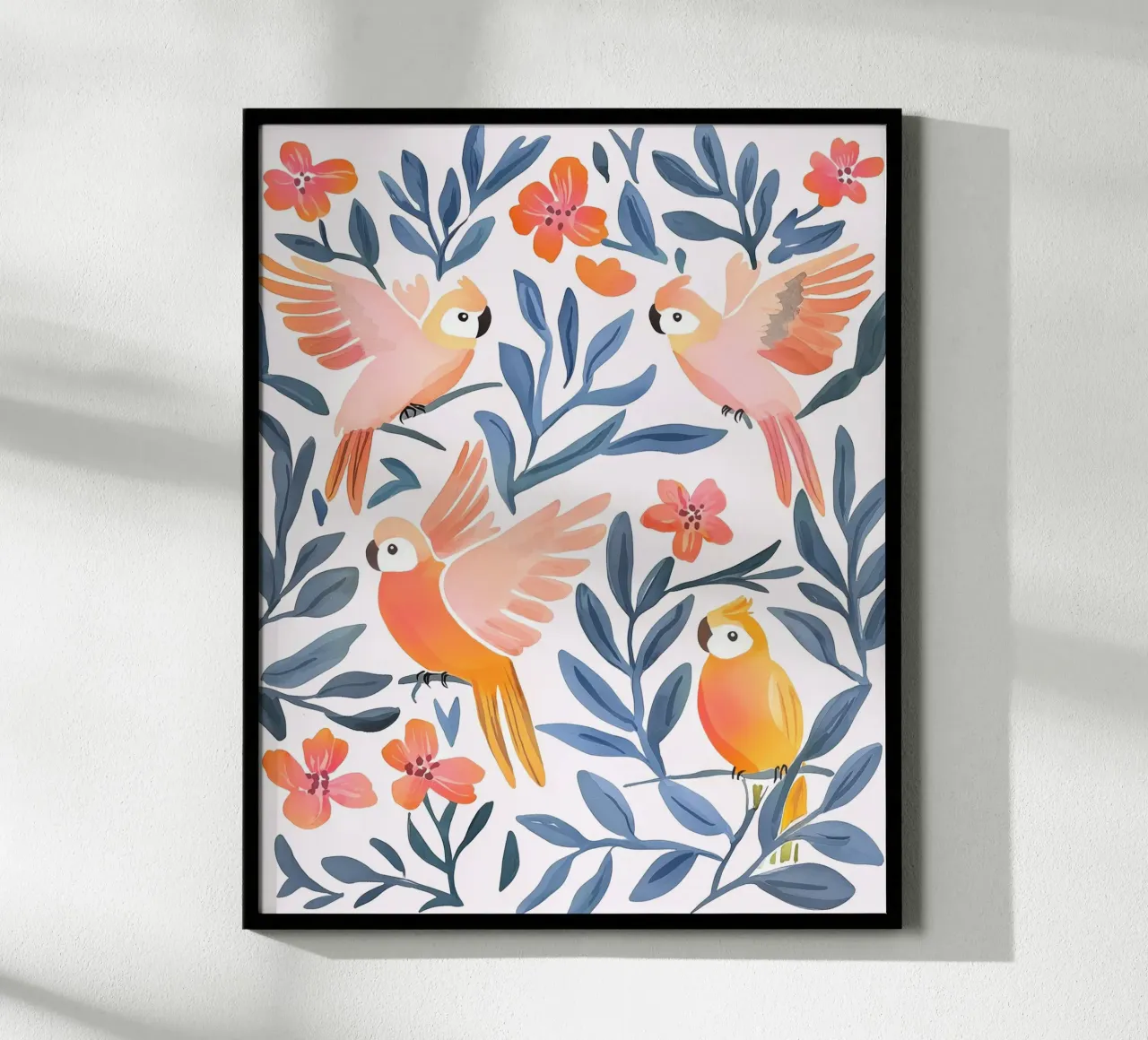 Pappagallo Cacatua Uccello Animale Tropicale Botanico Pianta Boho carta hahnemühle da Gentle Echoes Art