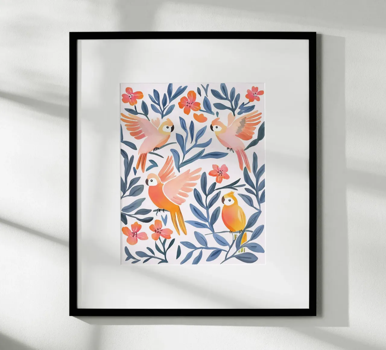 Pappagallo Cacatua Uccello Animale Tropicale Botanico Pianta Boho carta hahnemühle da Gentle Echoes Art