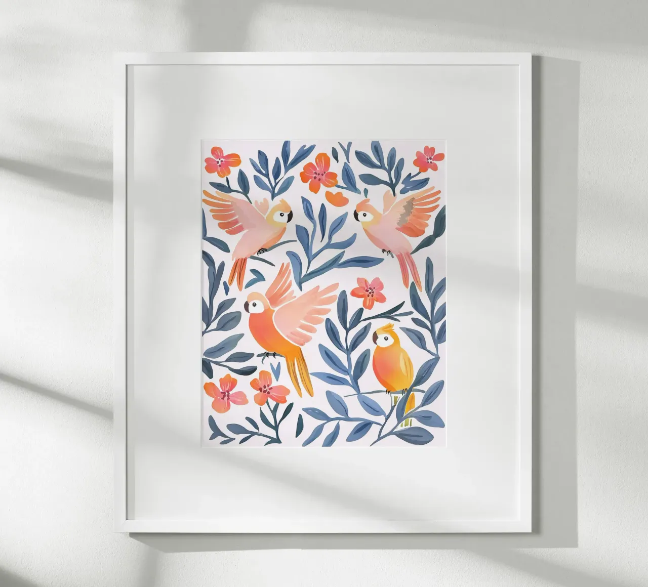 Pappagallo Cacatua Uccello Animale Tropicale Botanico Pianta Boho carta hahnemühle da Gentle Echoes Art