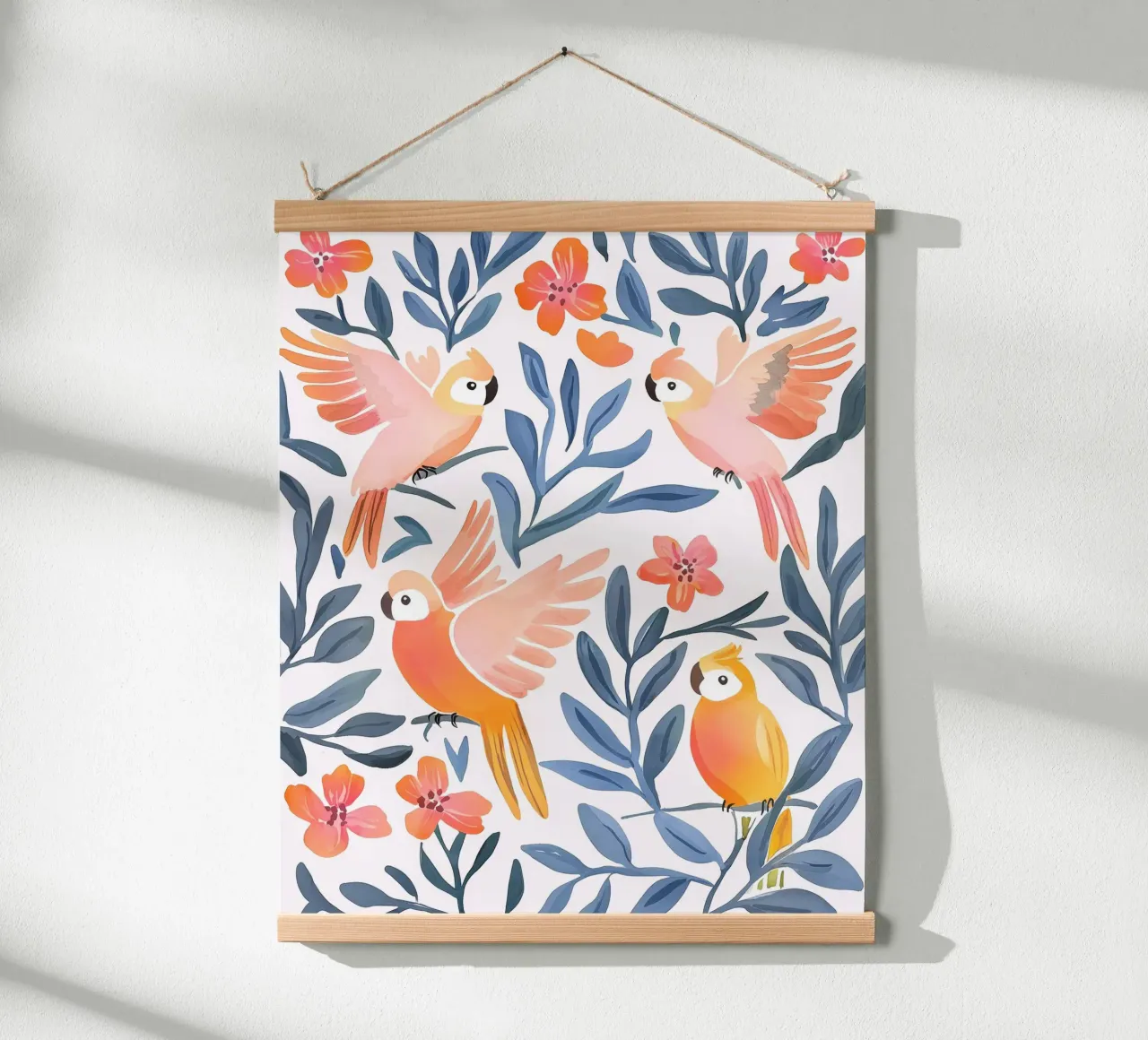 Pappagallo Cacatua Uccello Animale Tropicale Botanico Pianta Boho carta hahnemühle da Gentle Echoes Art