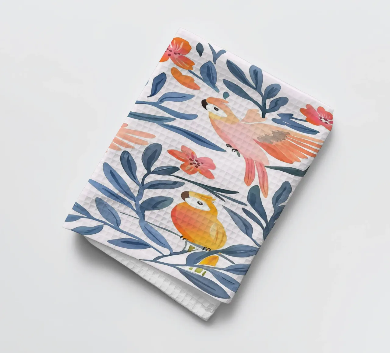 Pappagallo Cacatua Uccello Animale Tropicale Botanico Pianta Boho canovaccio da cucina da Gentle Echoes Art