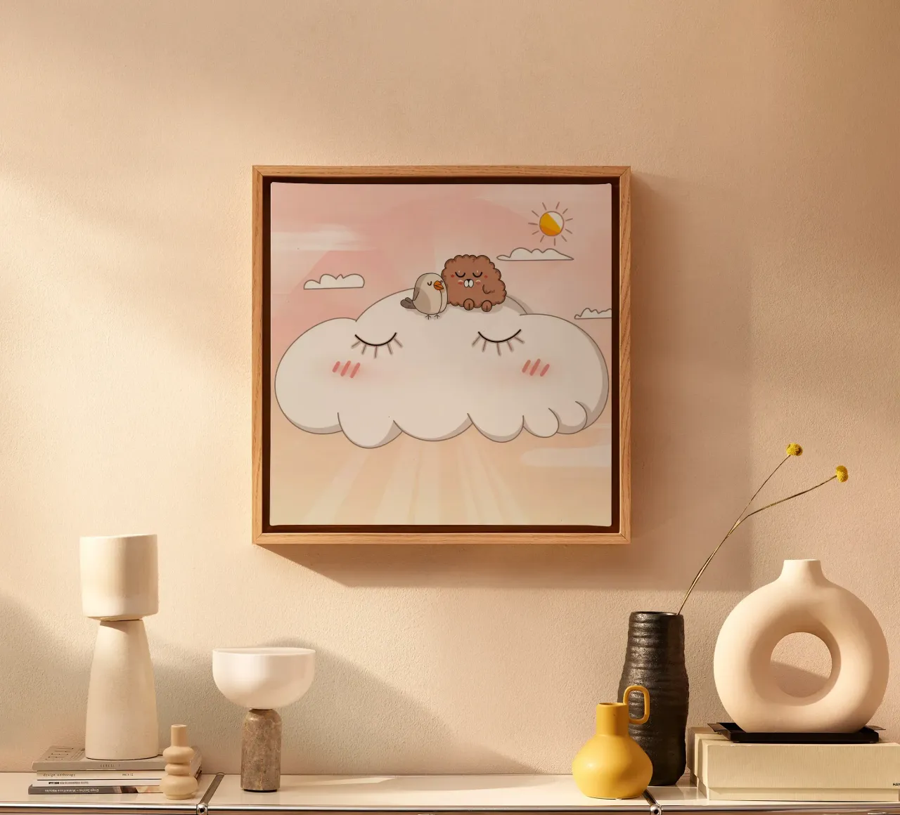 Bewolkte dagdroom mijmering canvas met Baklijst van Timeless Huse