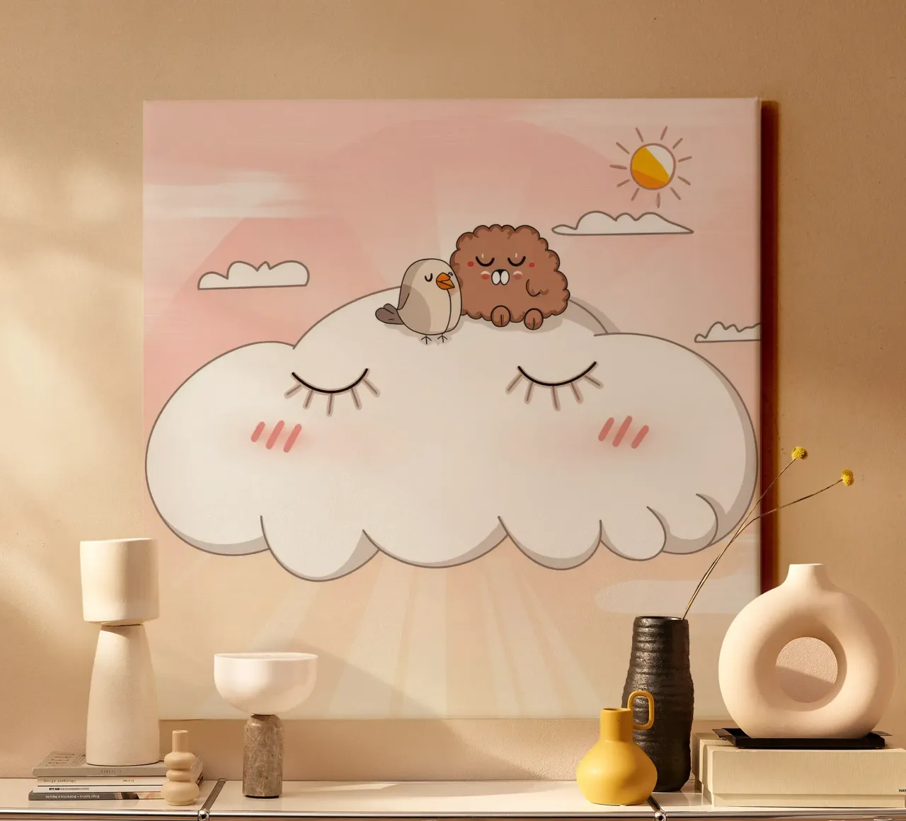 Bewolkte dagdroom mijmering canvas met Baklijst van Timeless Huse