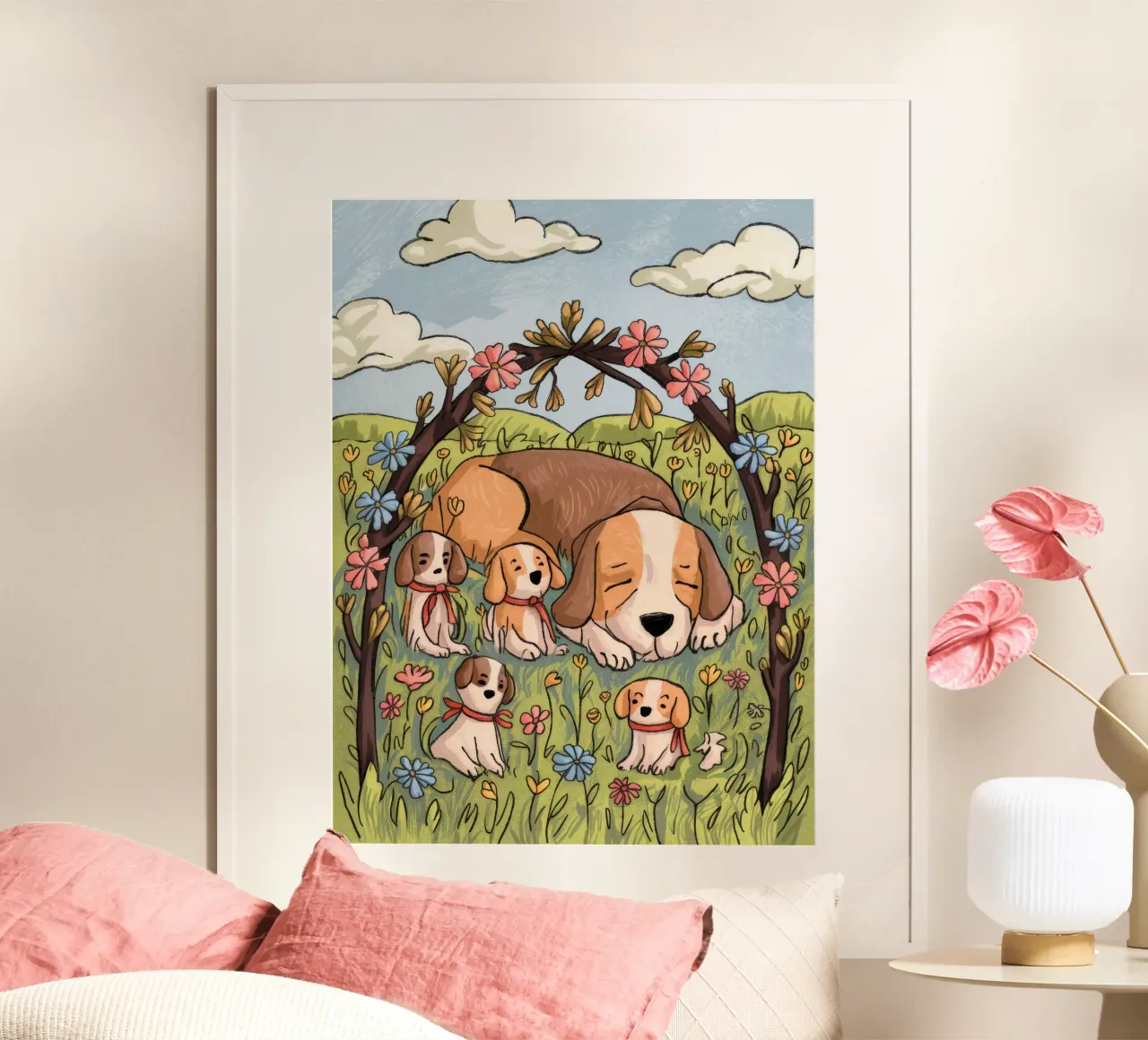 Serenità del sonno nel bosco poster con telaio in legno da Timeless Huse