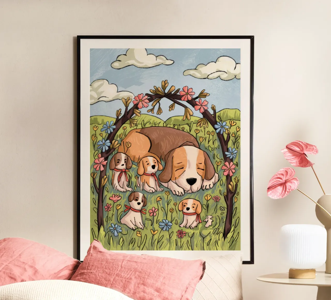 Serenità del sonno nel bosco poster con telaio in legno da Timeless Huse