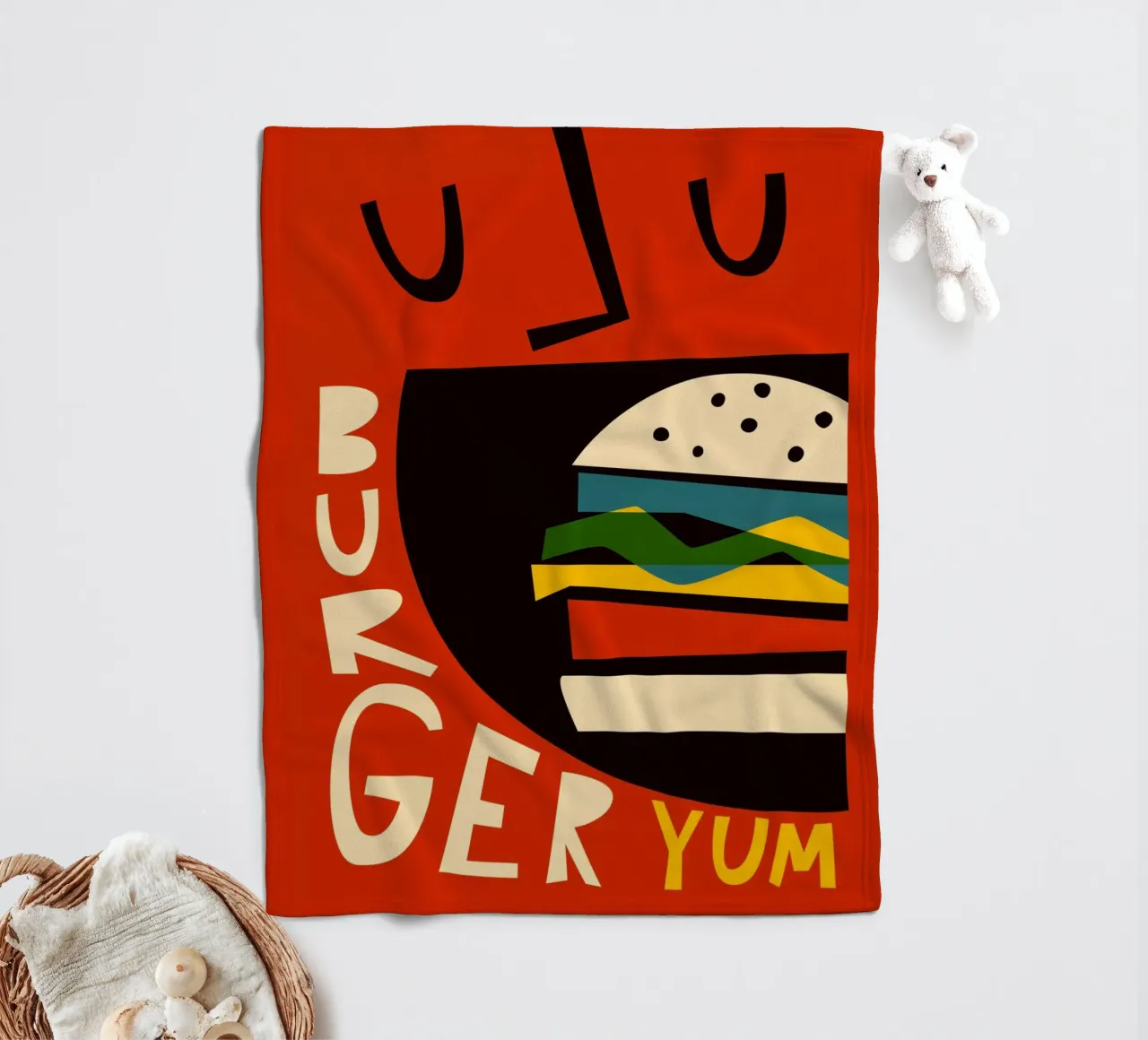 Hamburger Yum coperta in pile da Fox & Velvet