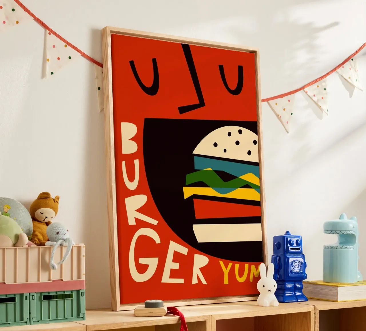 Hamburger Yum tela con Cornice a cassetta da Fox & Velvet