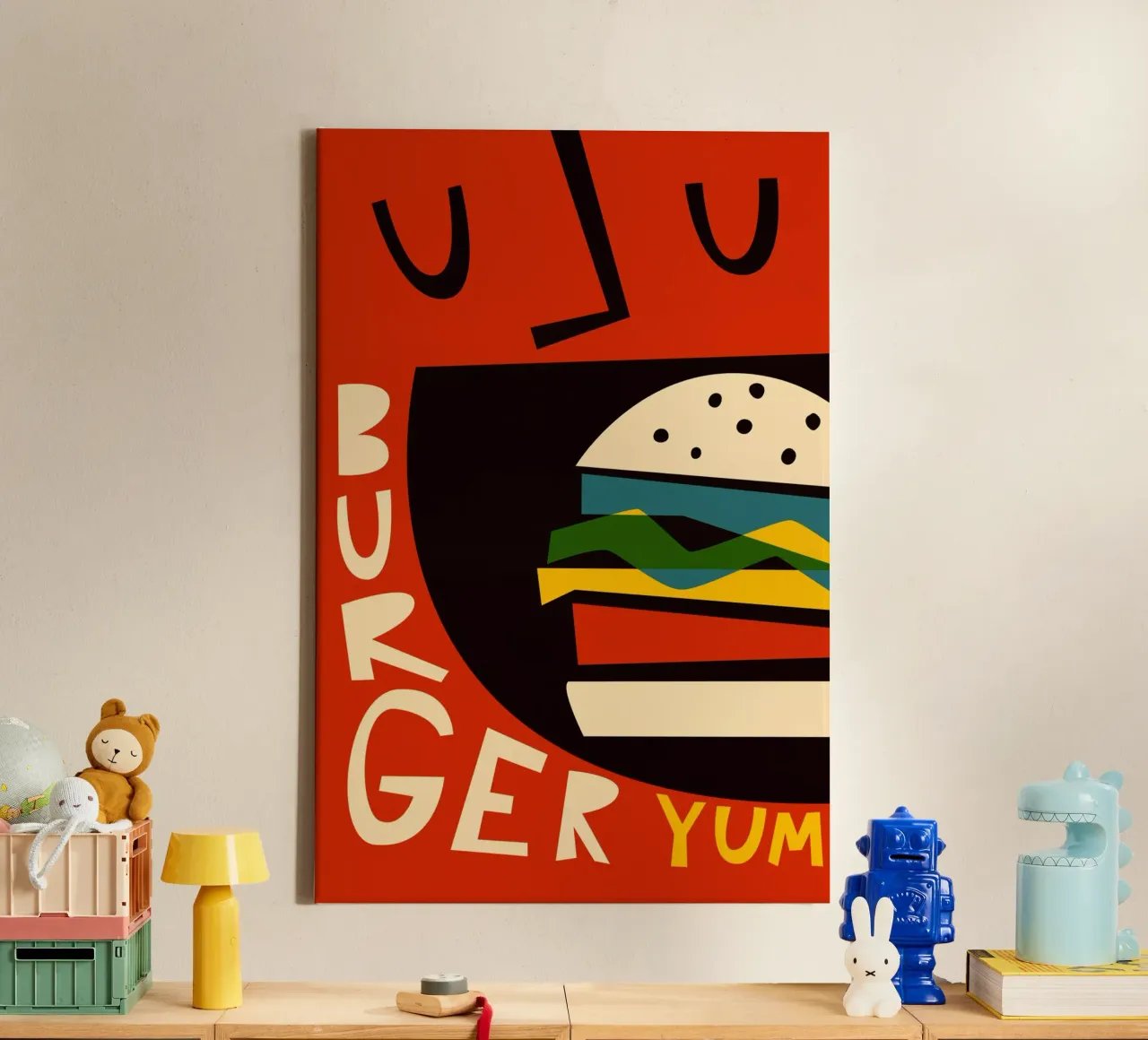 Hamburger Yum tela con Cornice a cassetta da Fox & Velvet