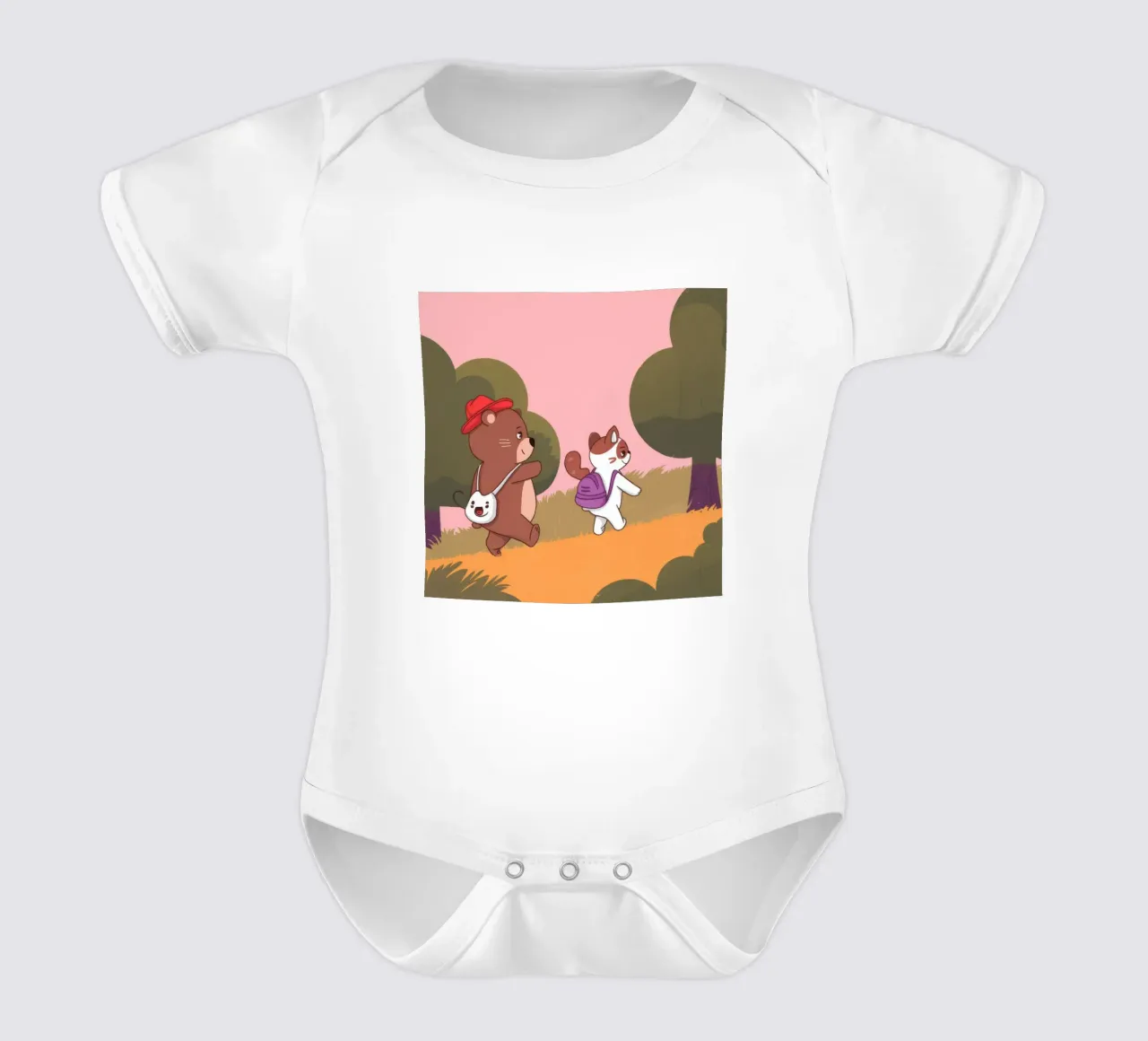 Adventurous Forest Duet short-sleeve baby romper by Timeless Huse