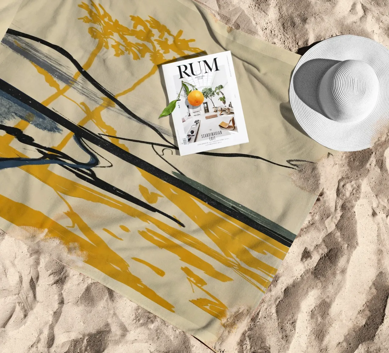 Landscape sketch art 4 beach towel by LeaDArt