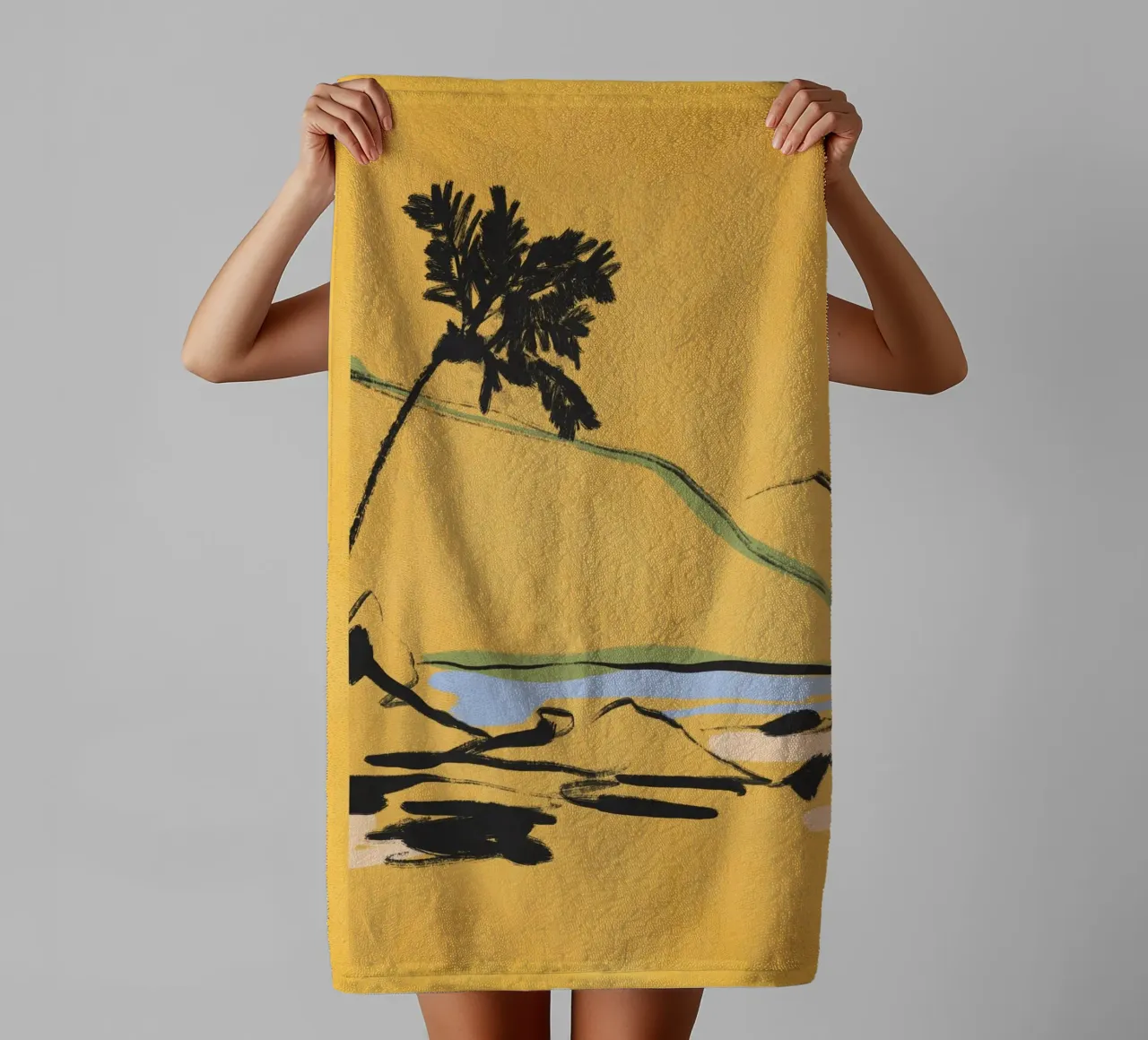Landschapsschets 6 badhanddoek van LeaDArt