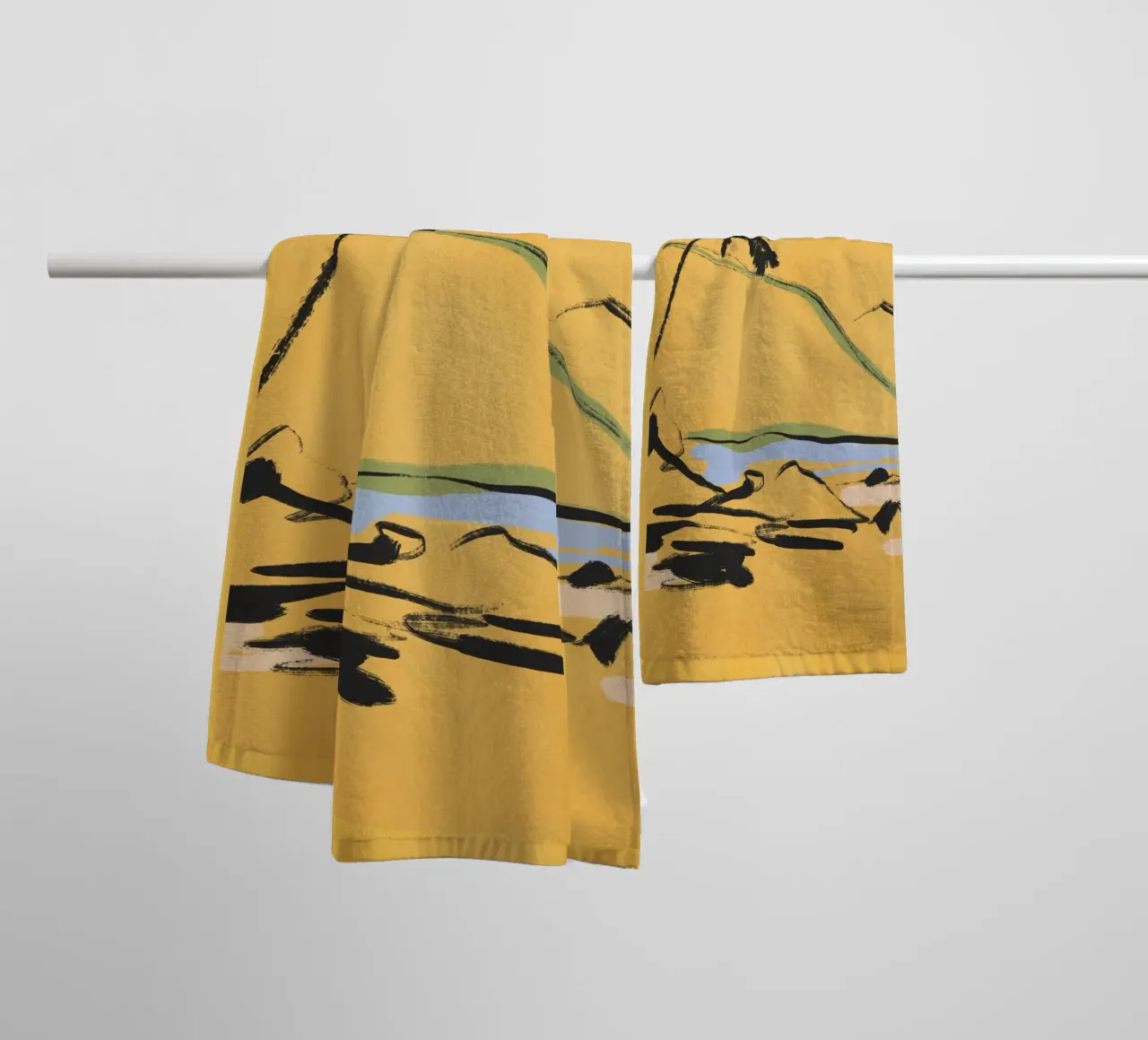 Landschapsschets 6 badhanddoek van LeaDArt