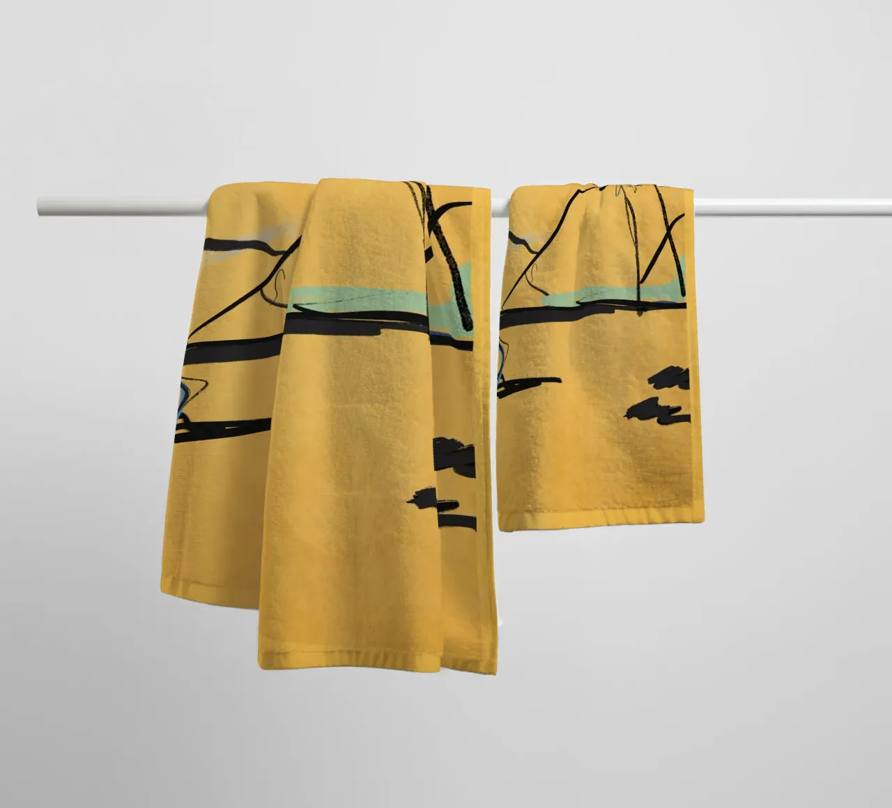 Landschapsschets 7 badhanddoek van LeaDArt