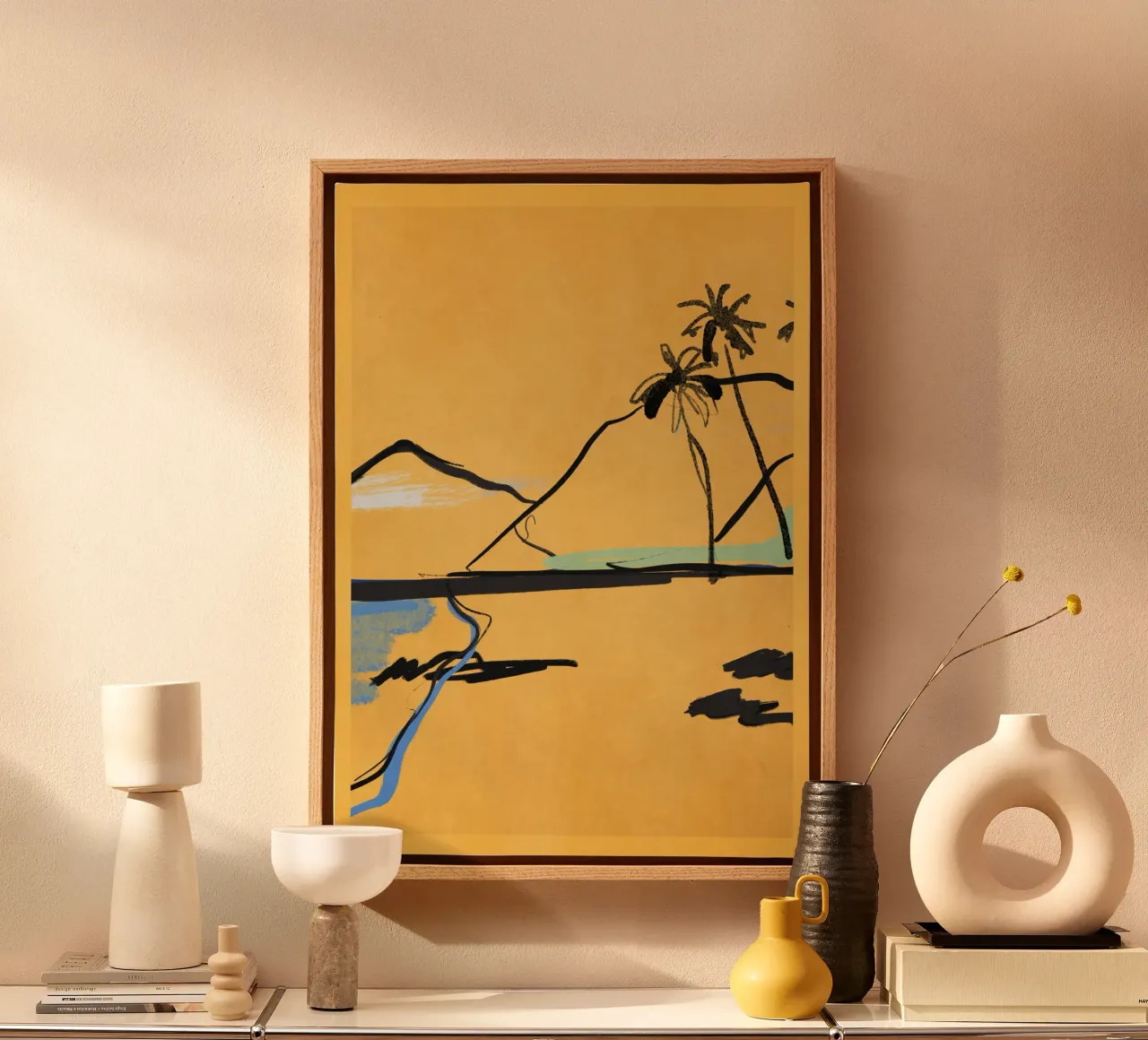 Landschapsschets 7 canvas met Baklijst van LeaDArt