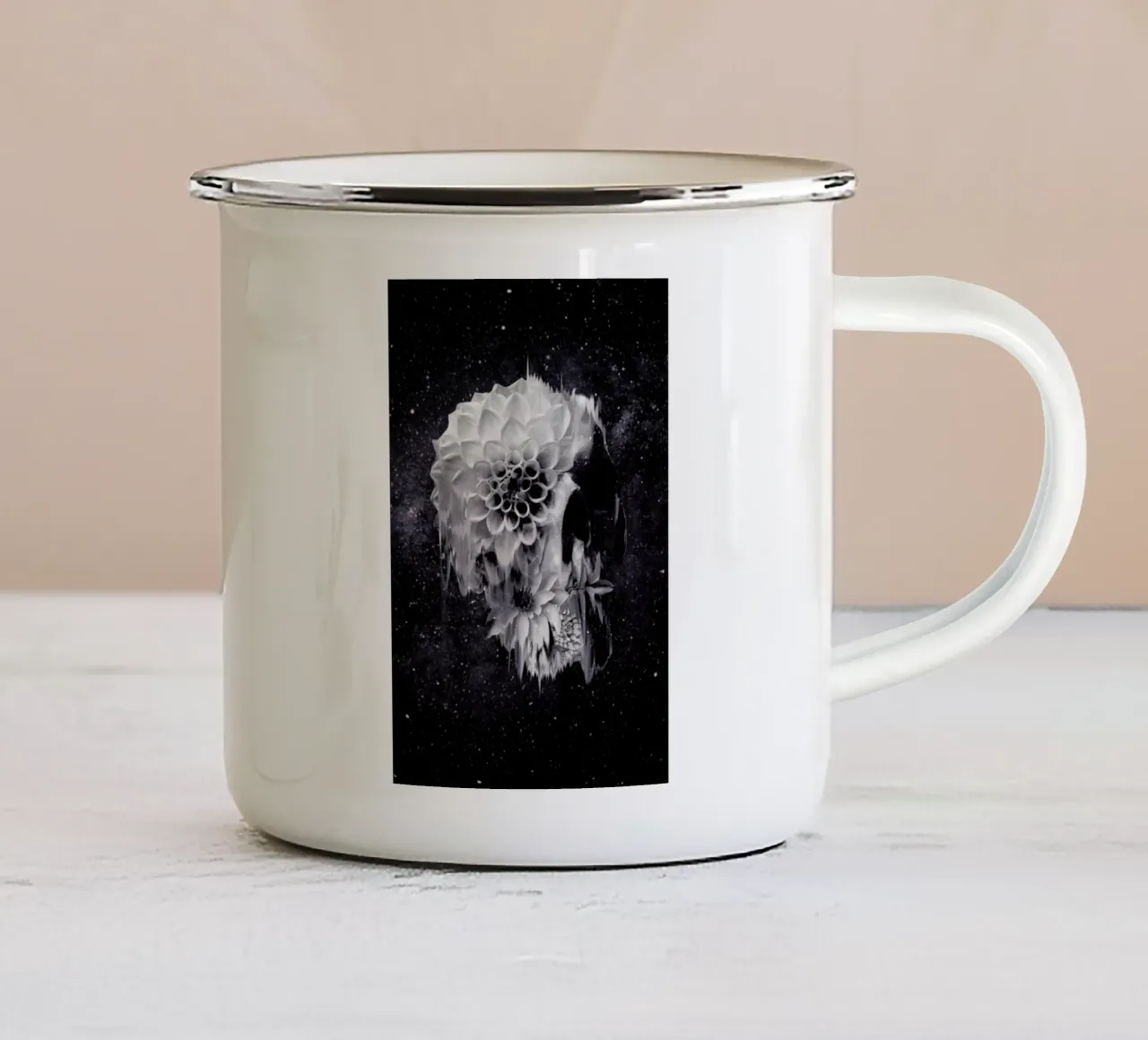 Decay Skull enamel mug by Ali Gulec