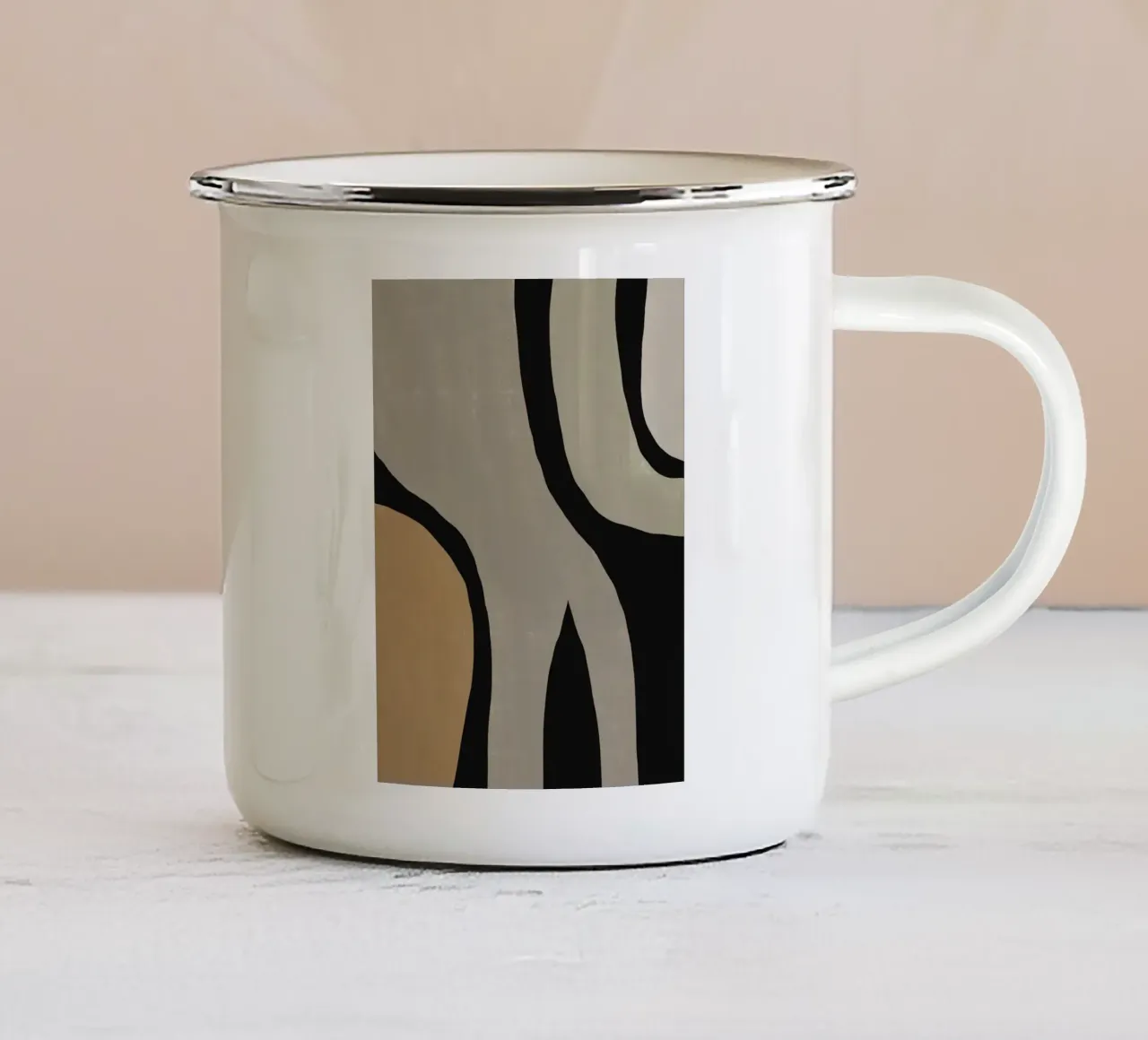 Flux abstrait gris minimaliste mug en émail de Little Dean
