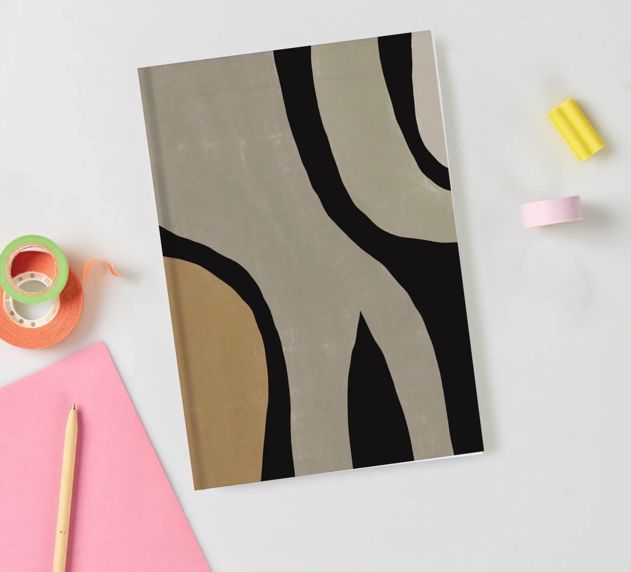 Minimalist grey abstract flow notebook by Little Dean