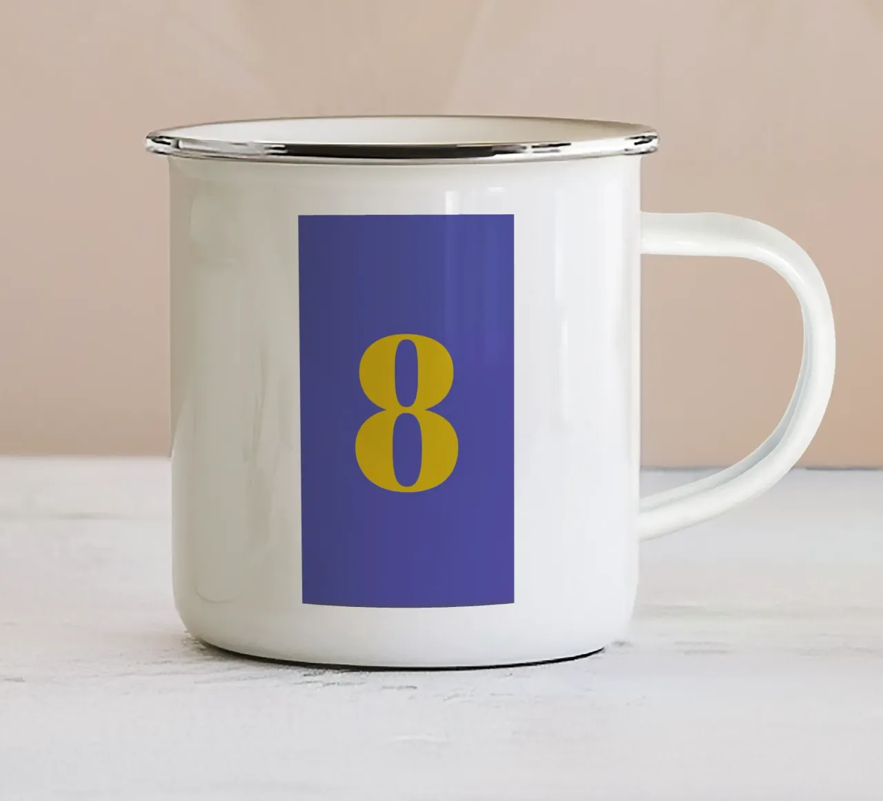 Blue Number 8 enamel mug by Studio One