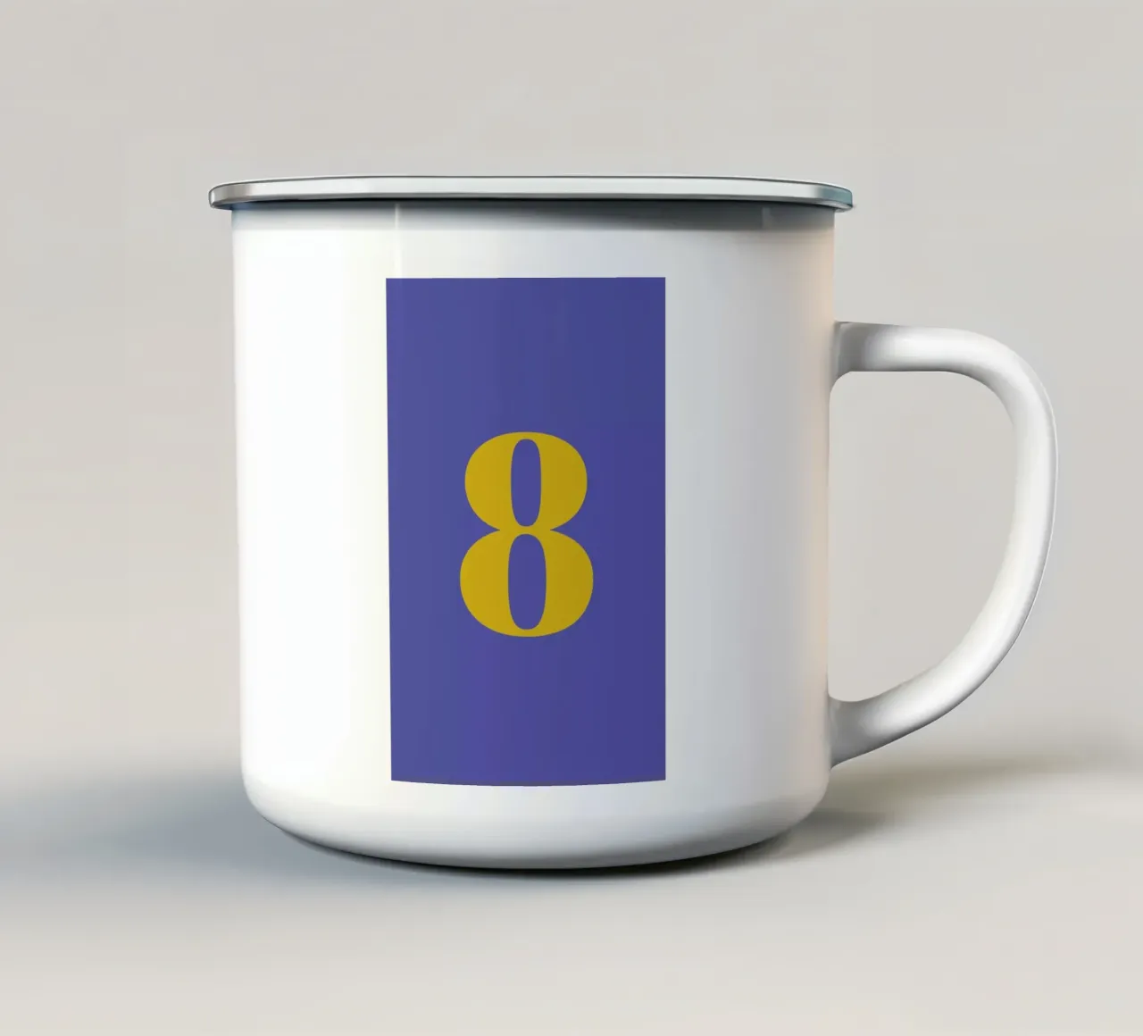 Blue Number 8 enamel mug by Studio One