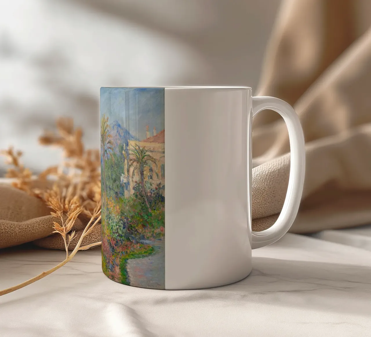 Claude Monet - La Strada Romana a Bordighera (1884) tazza in ceramica da Timeless Artworks