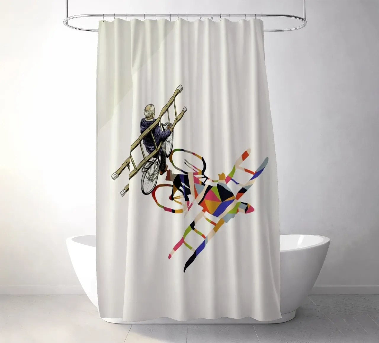 Walking Shadow - Bicyclist Duschvorhang von Jason Ratliff