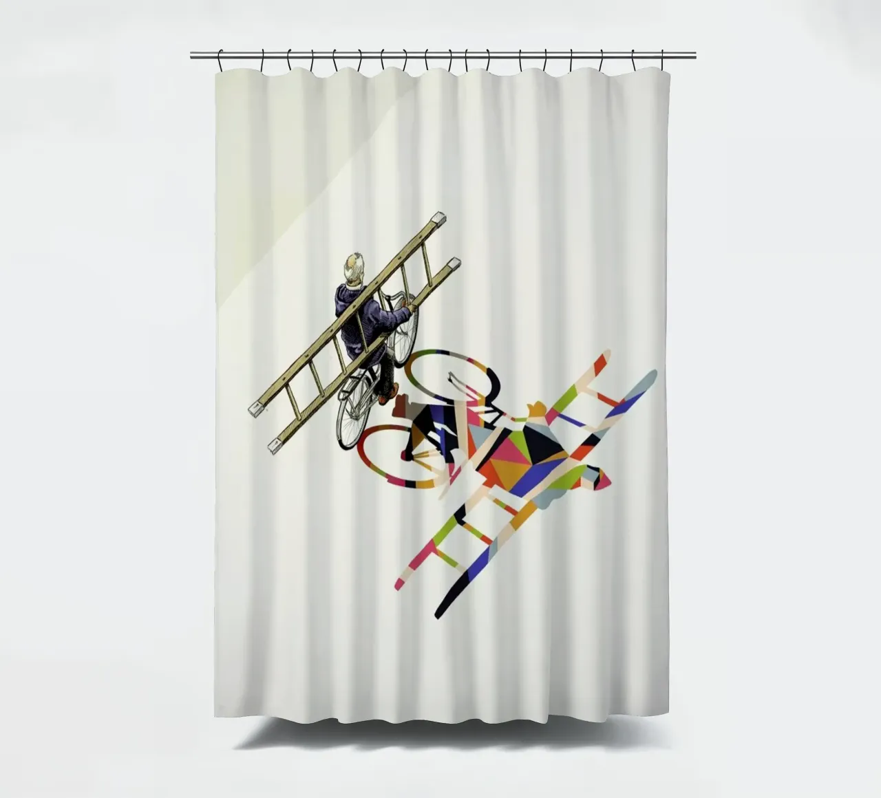 Walking Shadow - Bicyclist Duschvorhang von Jason Ratliff