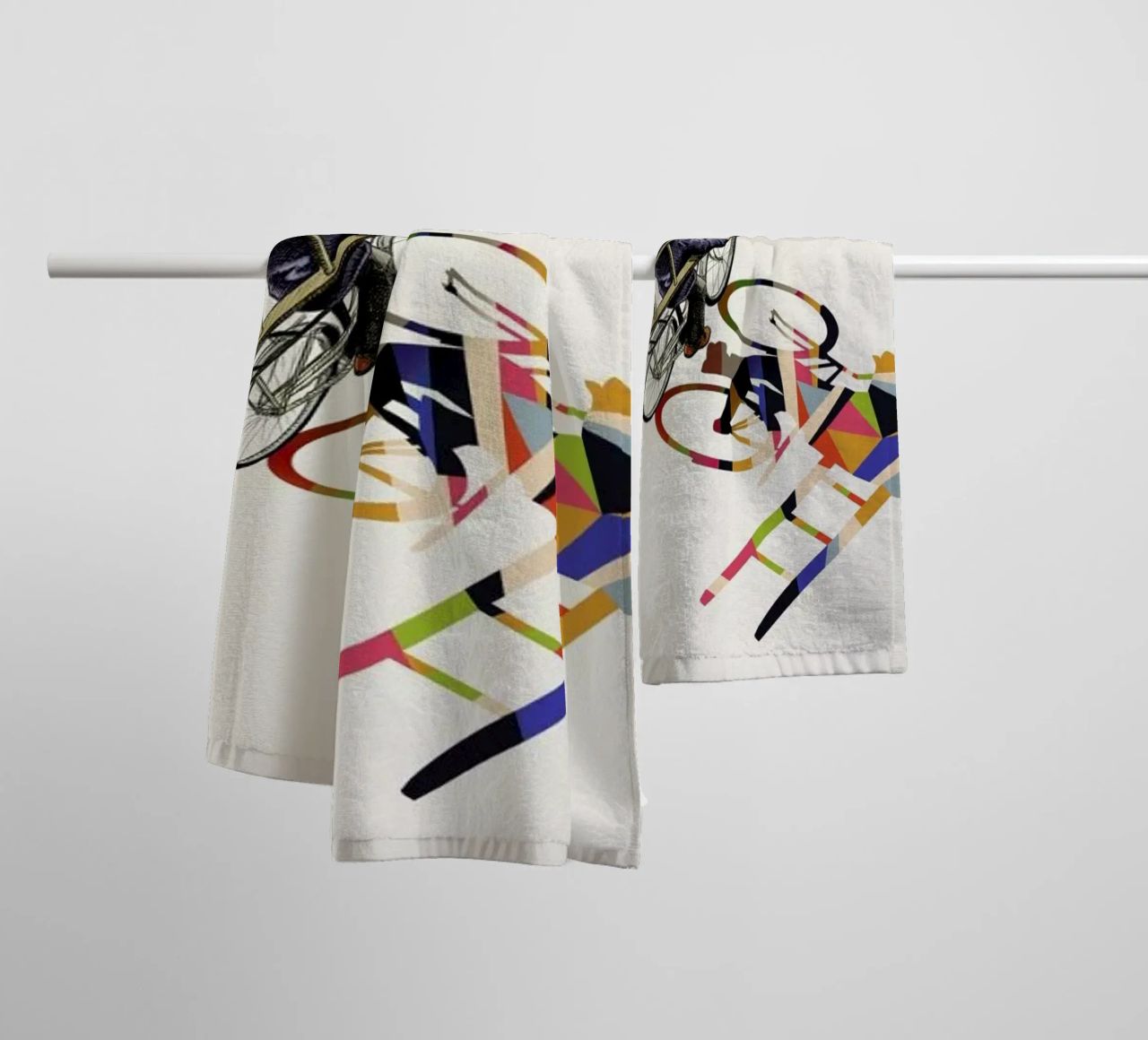 Walking Shadow - Bicyclist towel by Jason Ratliff