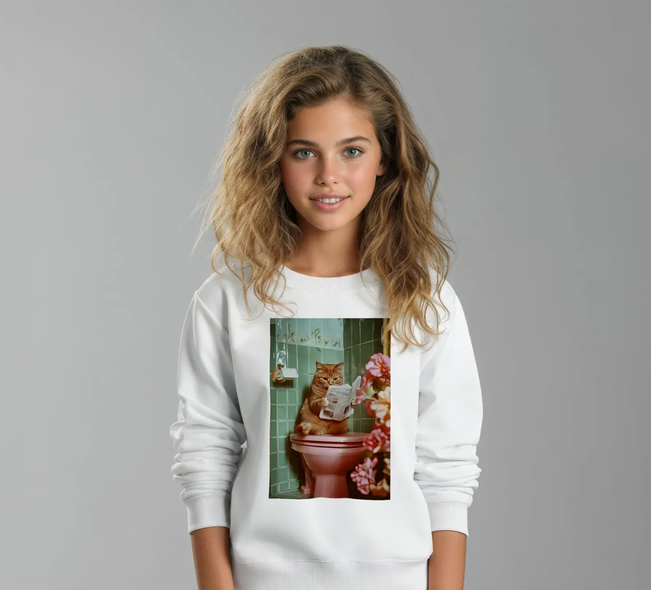 Katze liest Zeitung felpa bambino da NORDLICHT DESIGNS