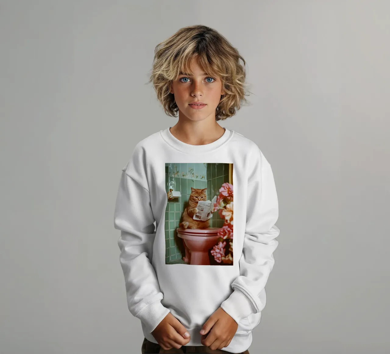 Katze liest Zeitung felpa bambino da NORDLICHT DESIGNS