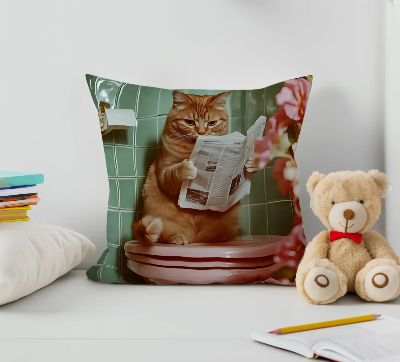 Katze liest Zeitung cuscino da NORDLICHT DESIGNS