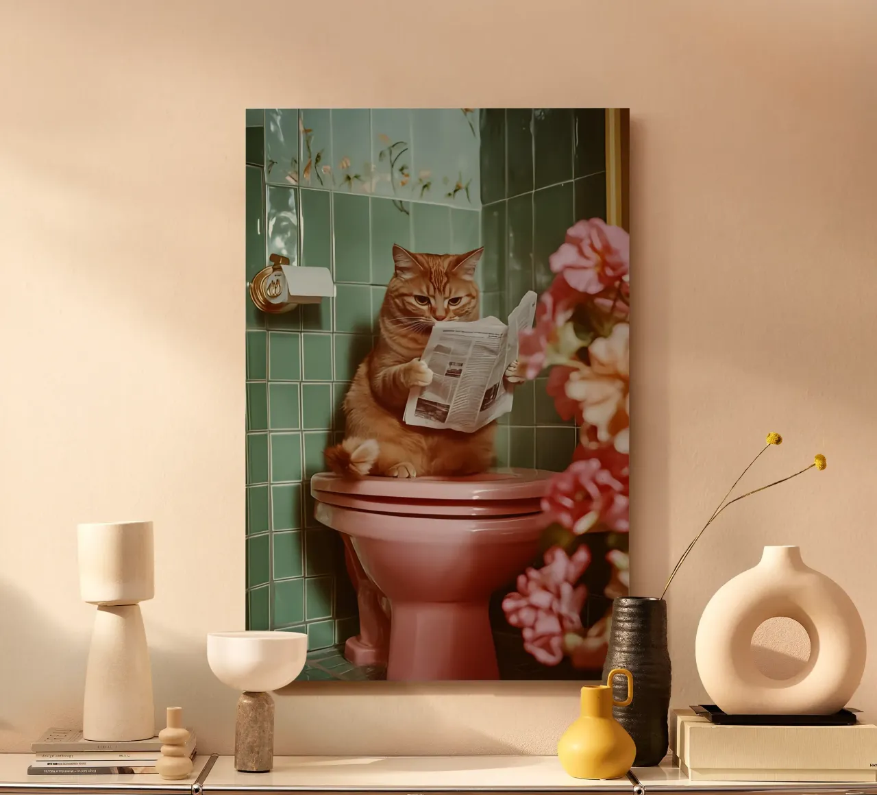 Katze liest Zeitung alluminio dibond da NORDLICHT DESIGNS