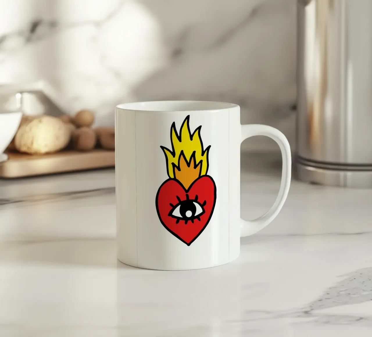 stylized red heart tazza in ceramica da ramosashop