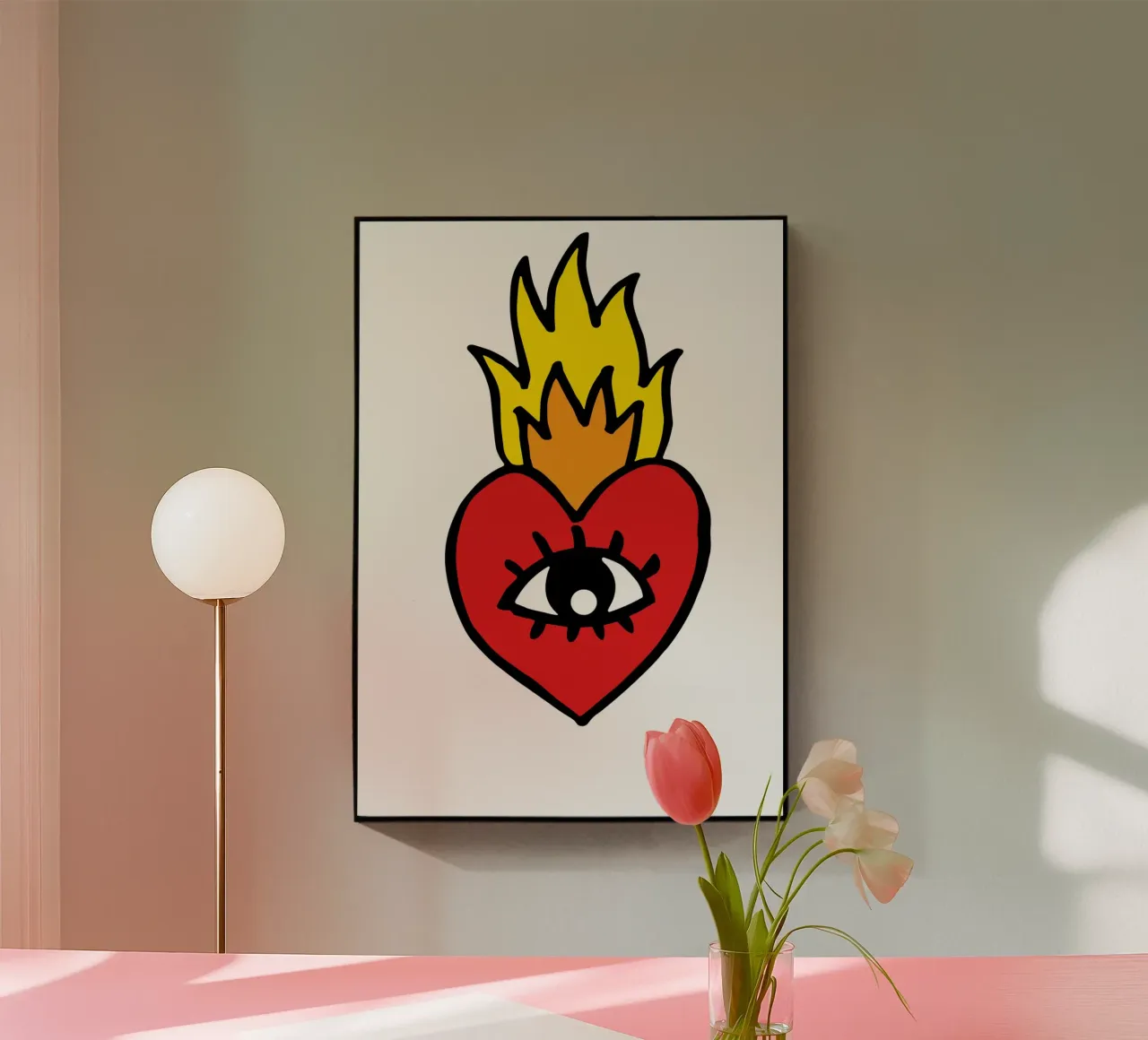 stylized red heart plexiglass da ramosashop