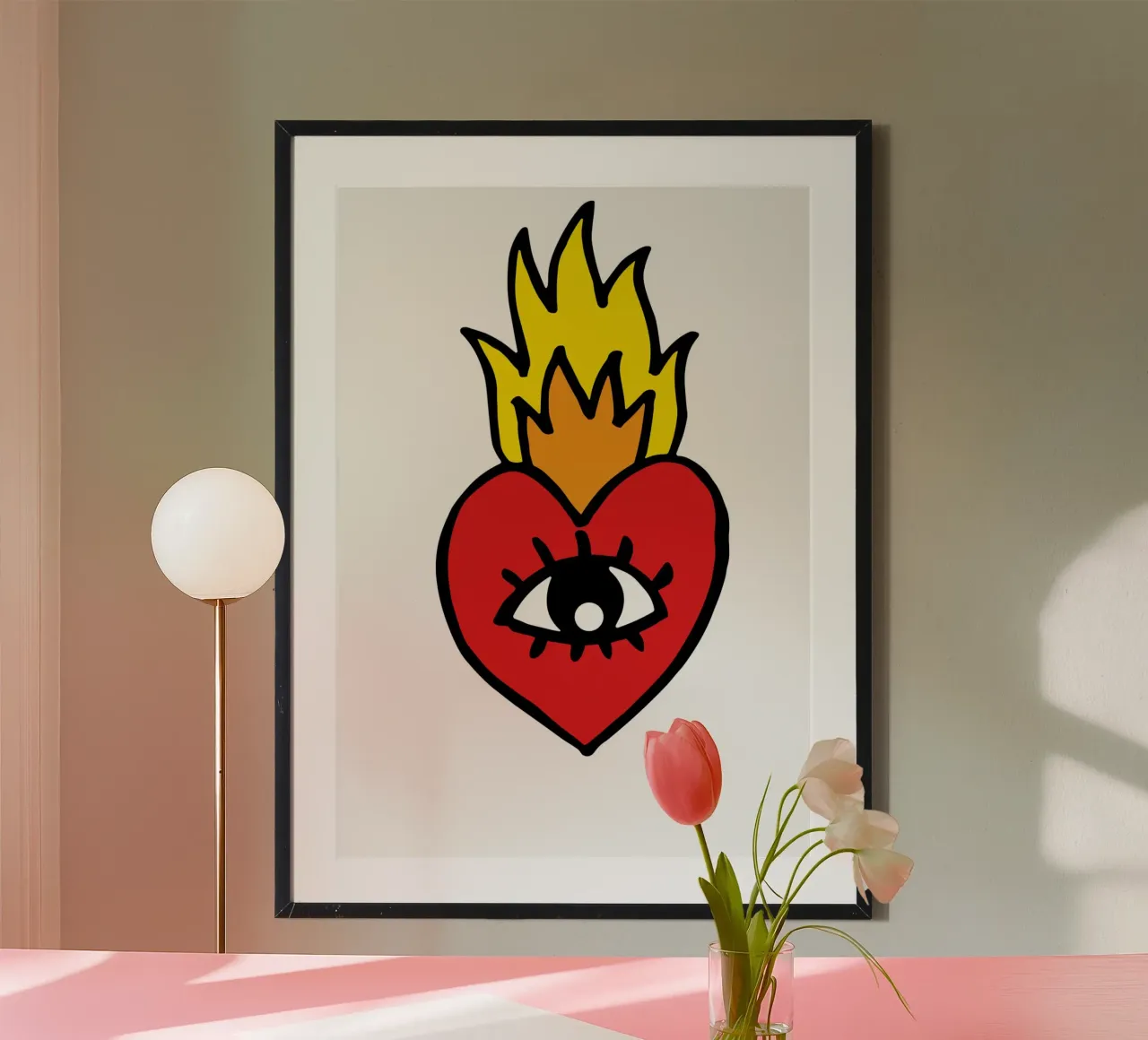 stylized red heart poster da ramosashop