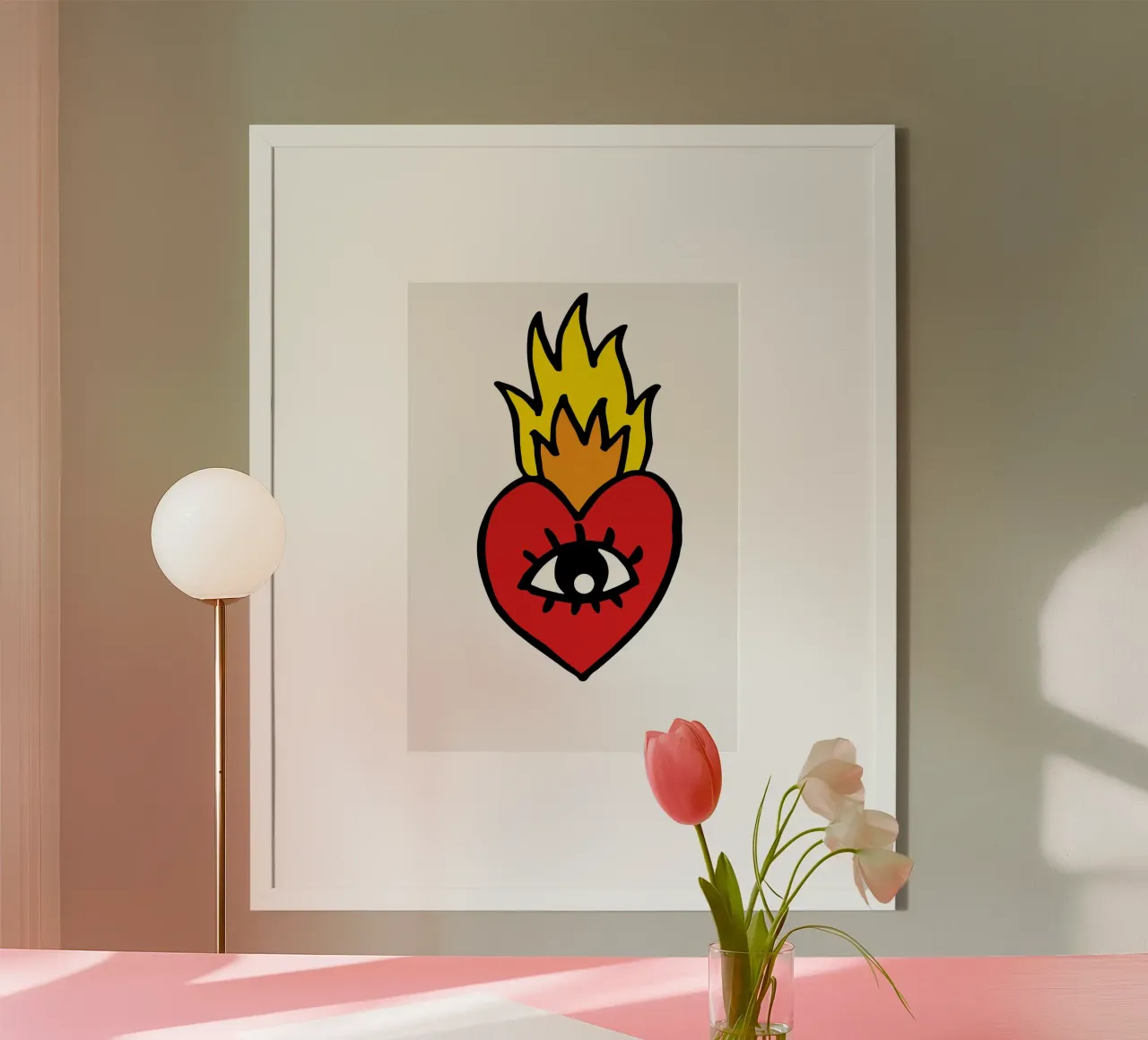 stylized red heart poster da ramosashop