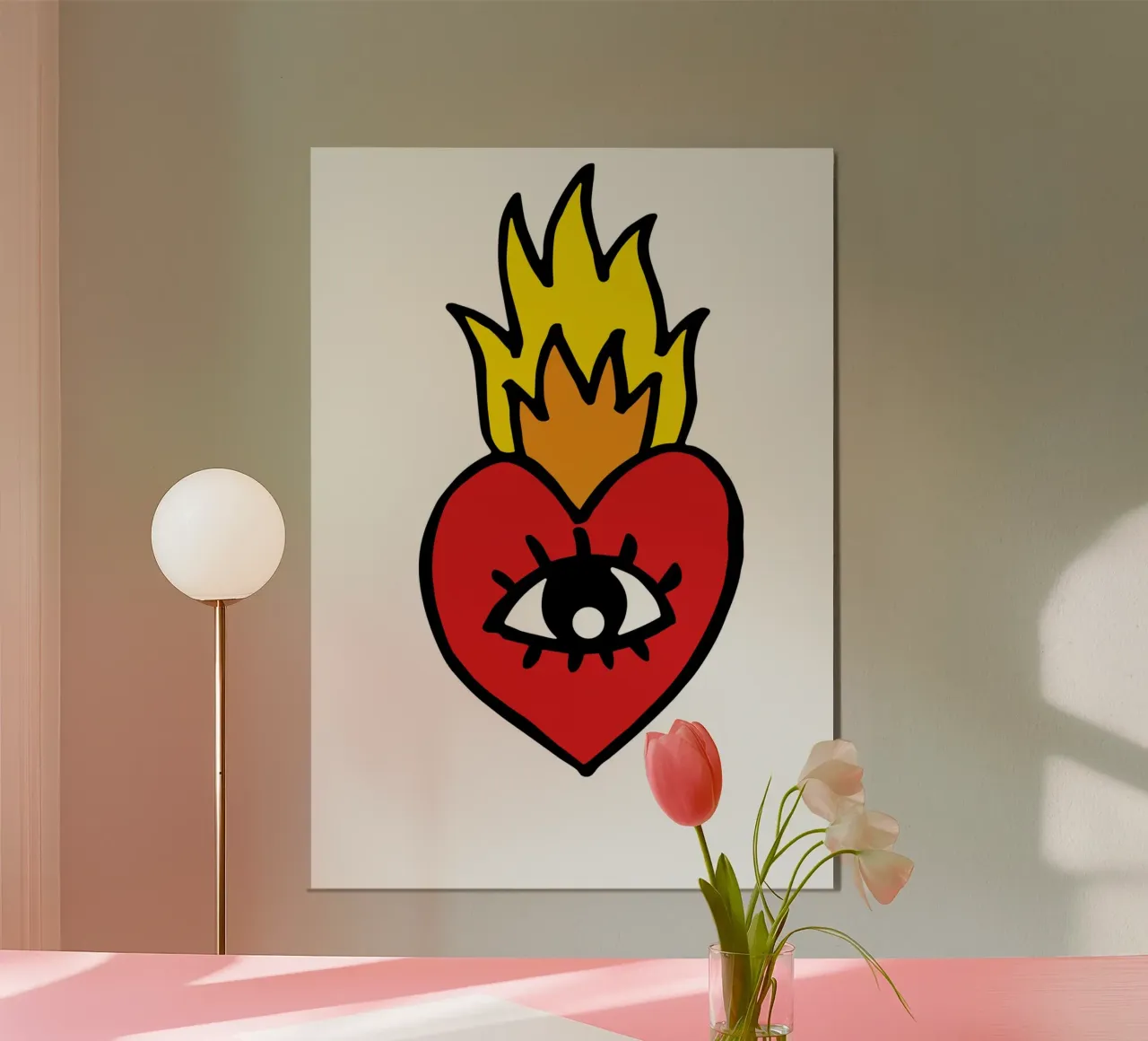 stylized red heart poster da ramosashop