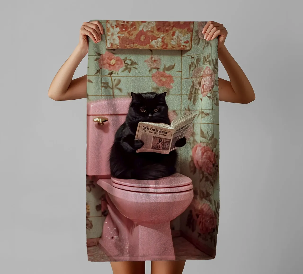 Katze liest Zeitung towel by NORDLICHT DESIGNS
