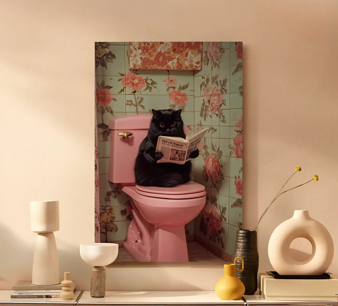 Katze liest Zeitung alluminio dibond da NORDLICHT DESIGNS