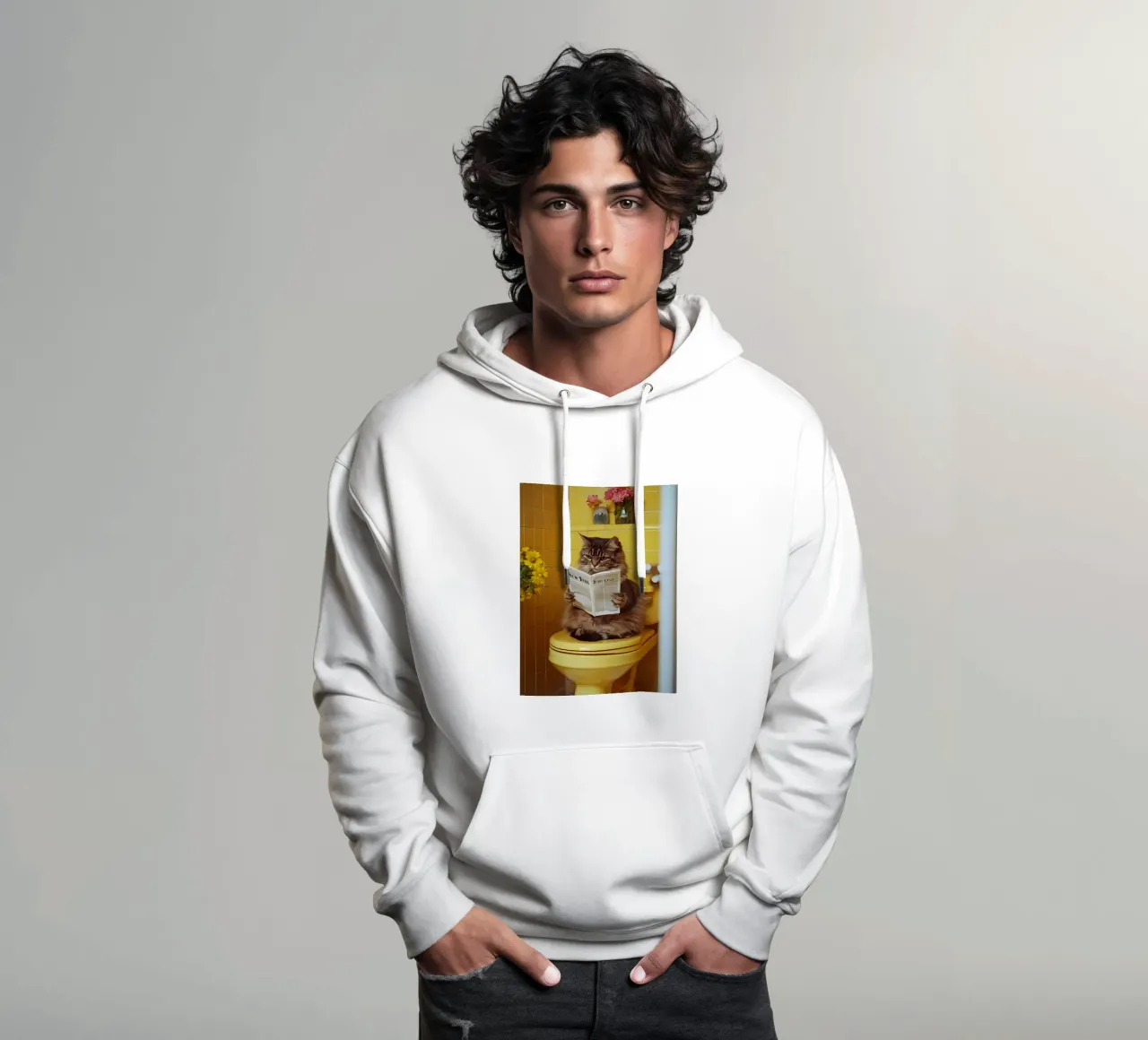 Katze liest Zeitung felpa con cappuccio da NORDLICHT DESIGNS