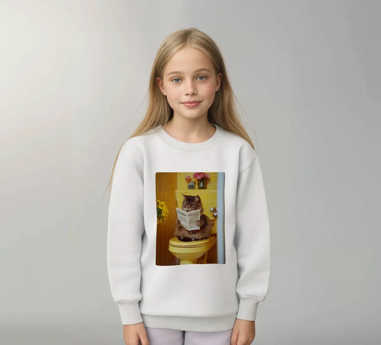 Katze liest Zeitung felpa bambino da NORDLICHT DESIGNS