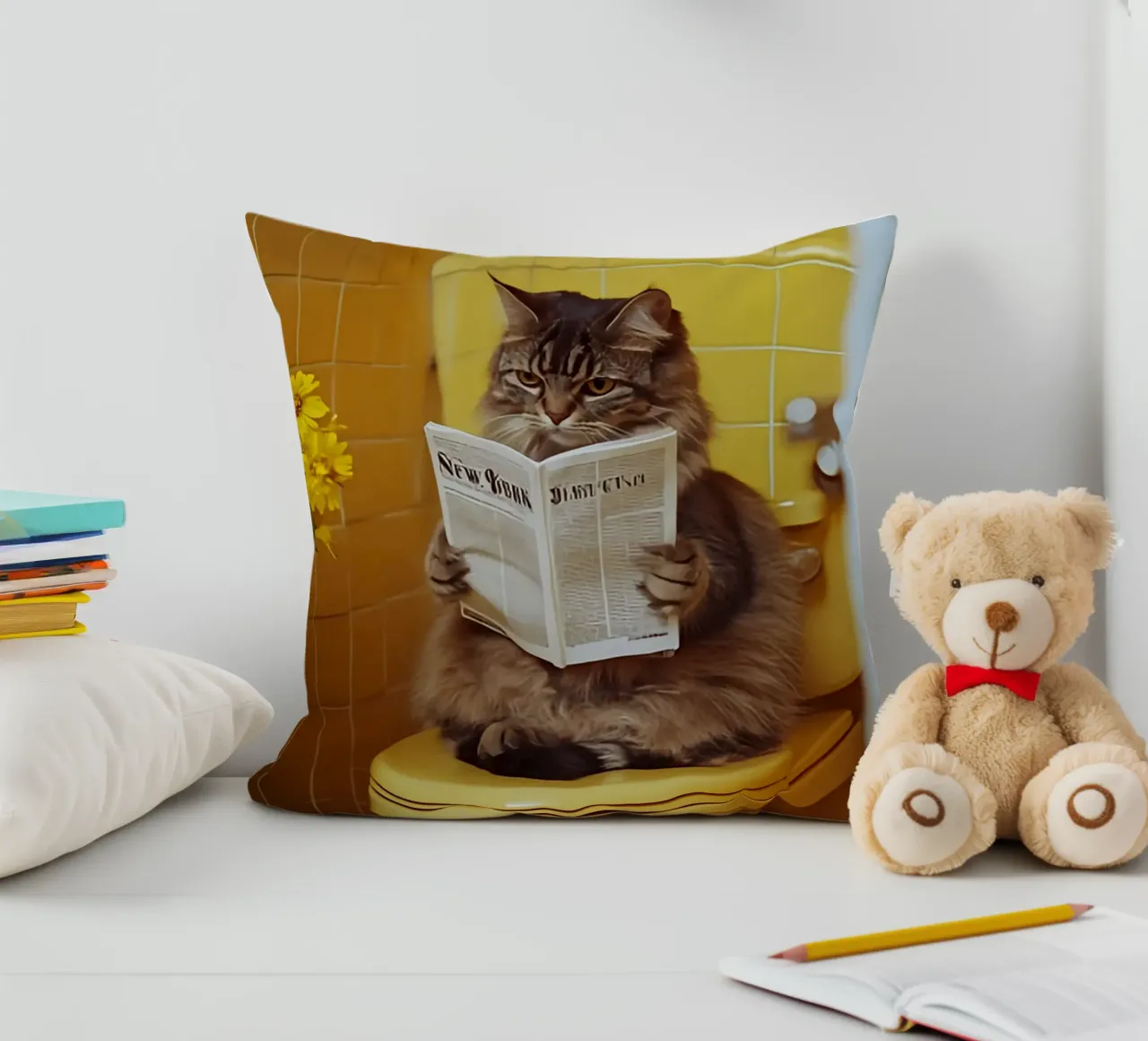 Katze liest Zeitung cuscino da NORDLICHT DESIGNS