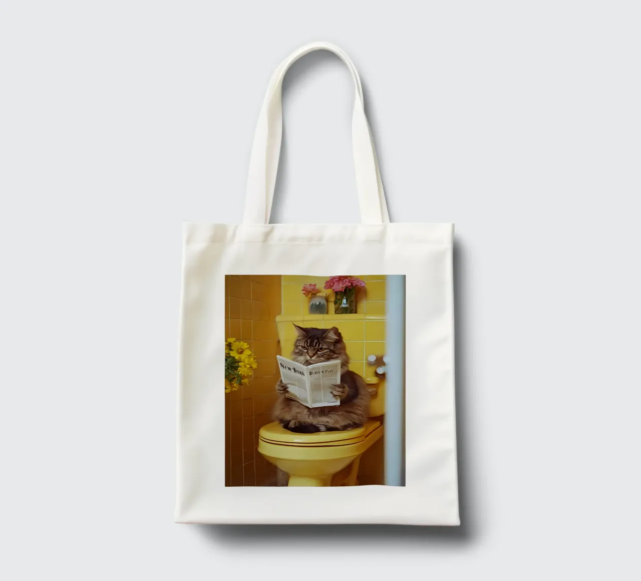 Katze liest Zeitung borsa in juta da NORDLICHT DESIGNS