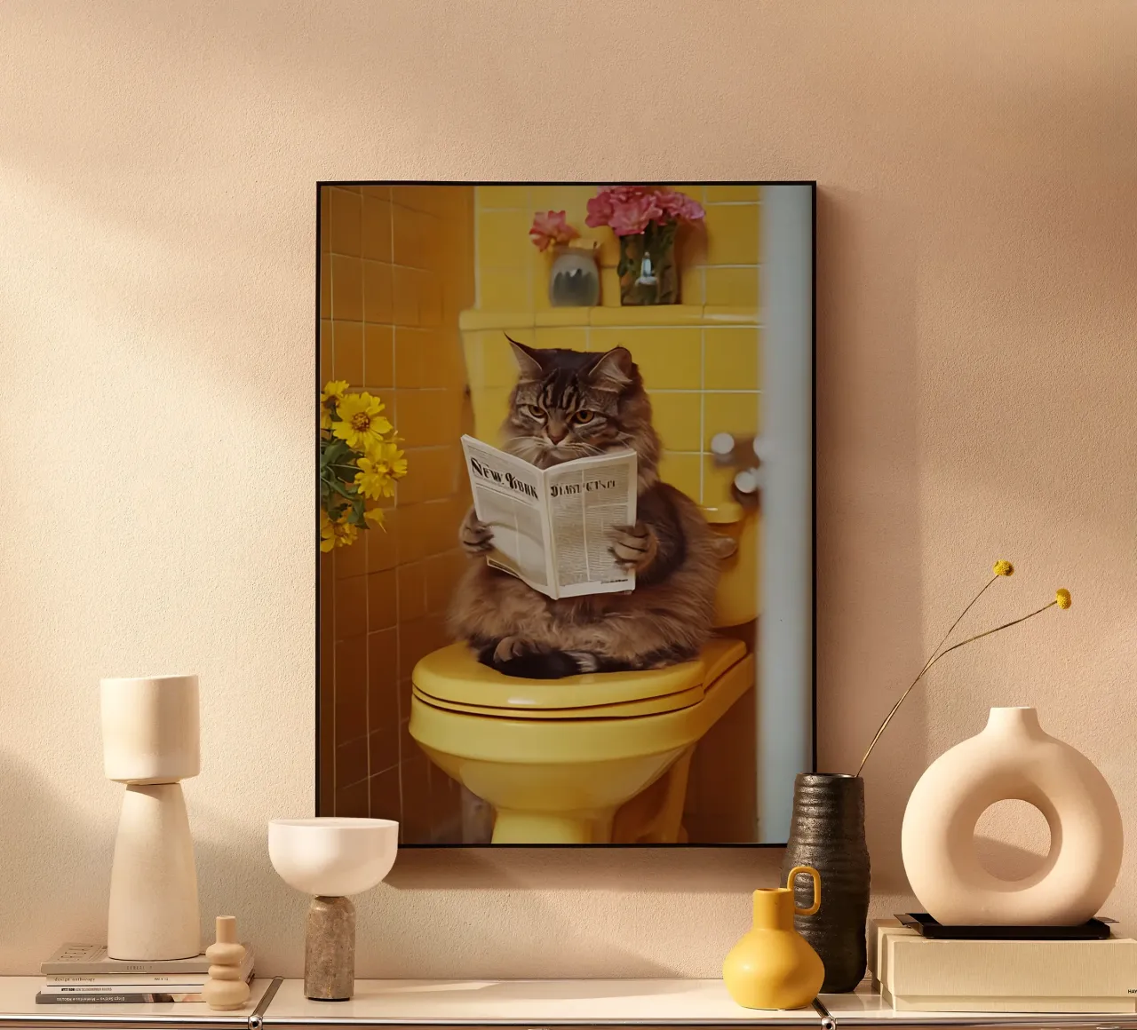 Katze liest Zeitung alluminio dibond da NORDLICHT DESIGNS