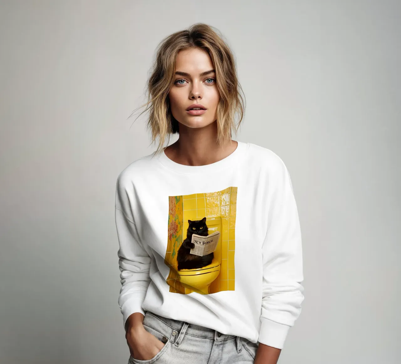 Katze liest Zeitung felpa da NORDLICHT DESIGNS