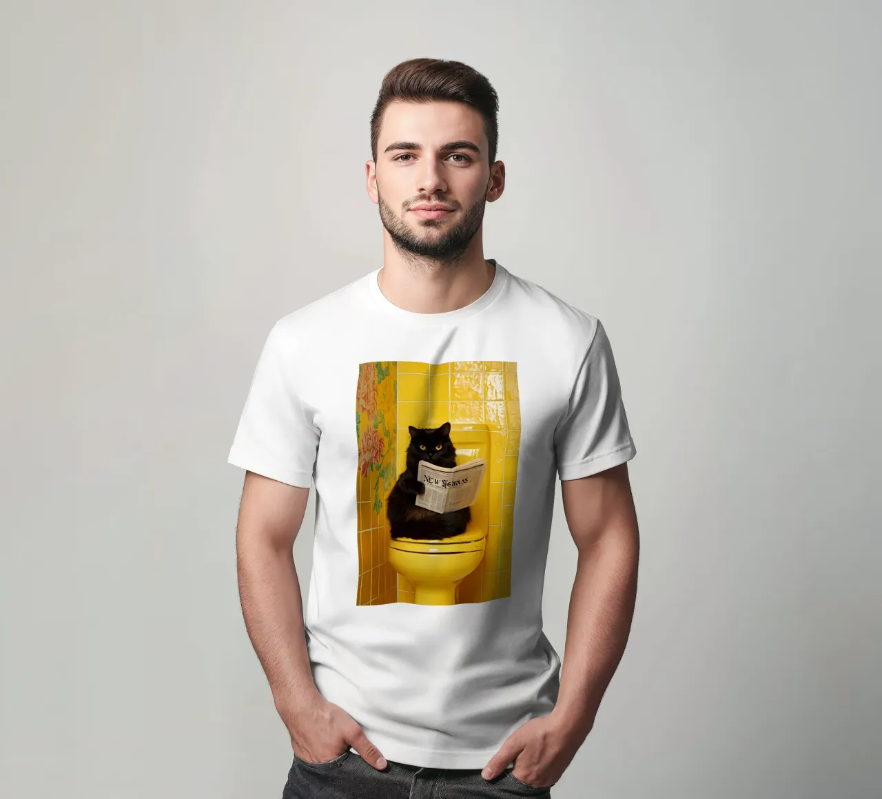 Katze liest Zeitung t-shirt da NORDLICHT DESIGNS
